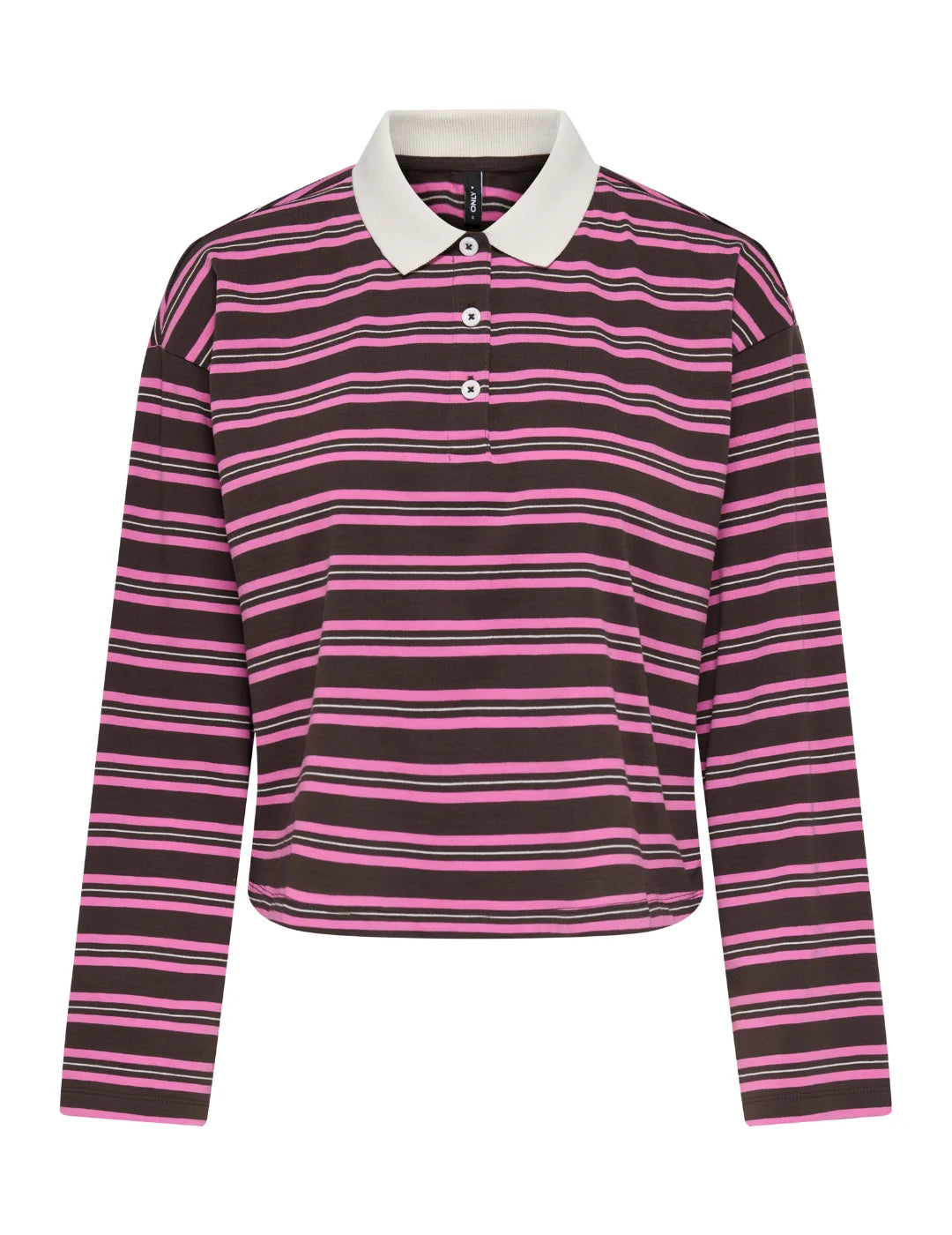 Polo ONLY Kari Marrón-Rosa | Bicos de Fío