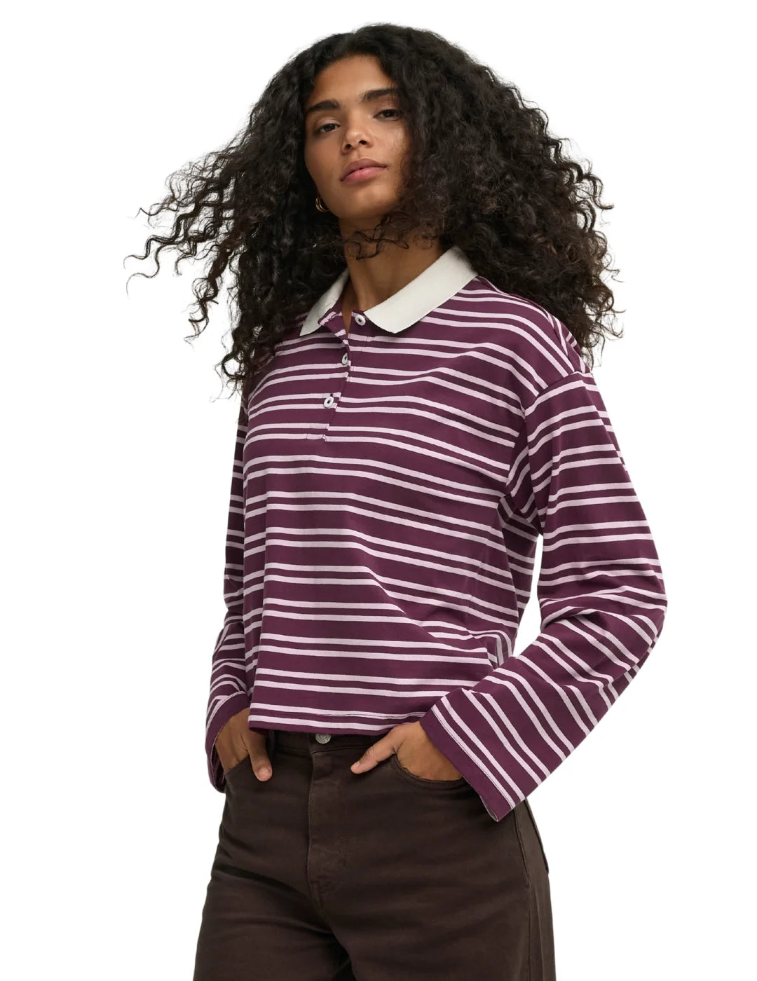 Polo ONLY Kari Morado-Blanco | Bicos de Fío