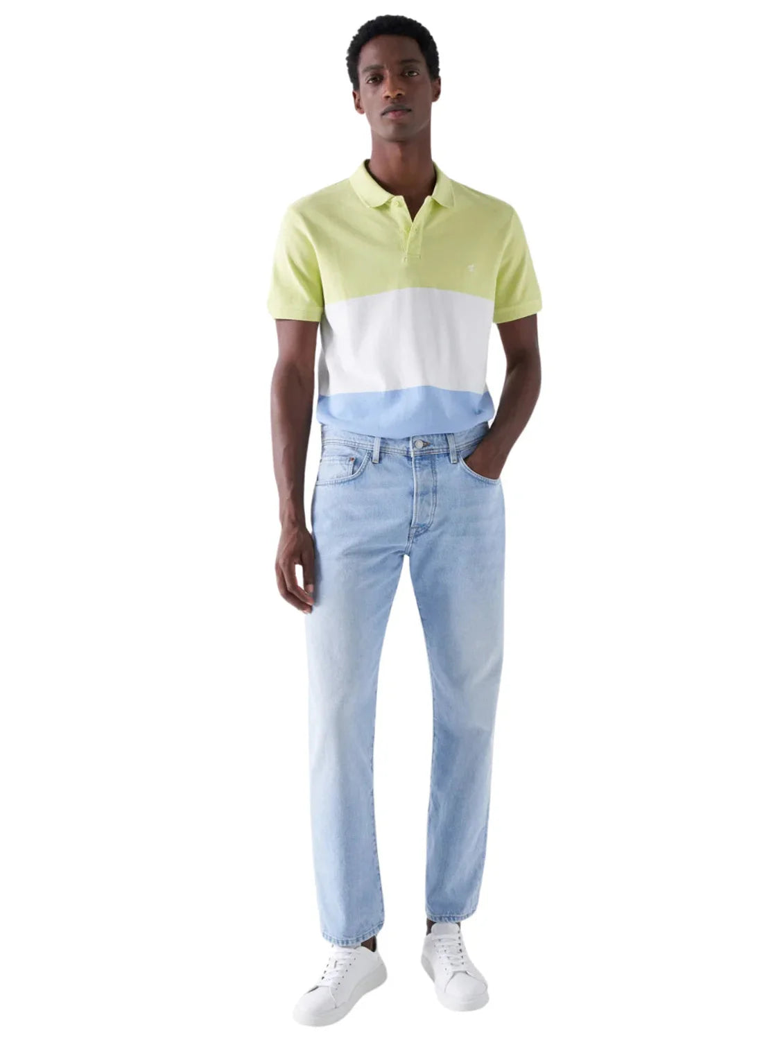 Polo Tricolor Salsa Jeans Verde Lima | Bicos de Fío