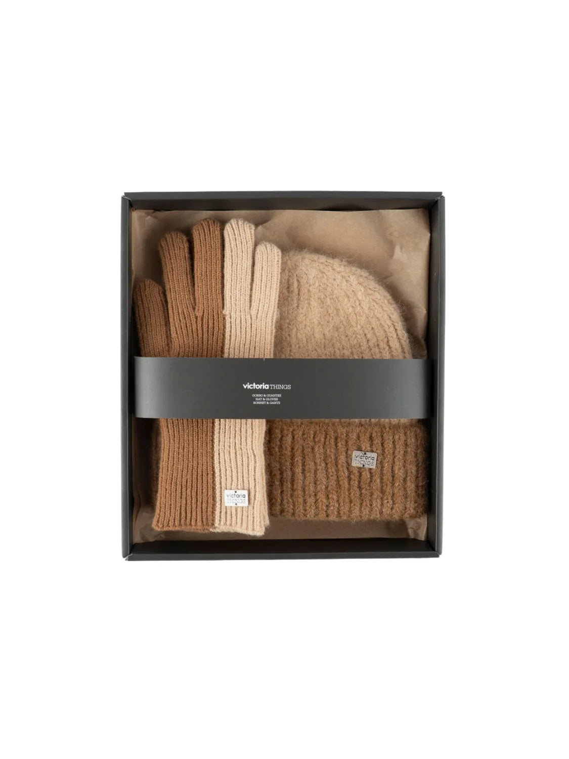 Set Gorro & Guantes Victoria Beige | Bicos de Fío