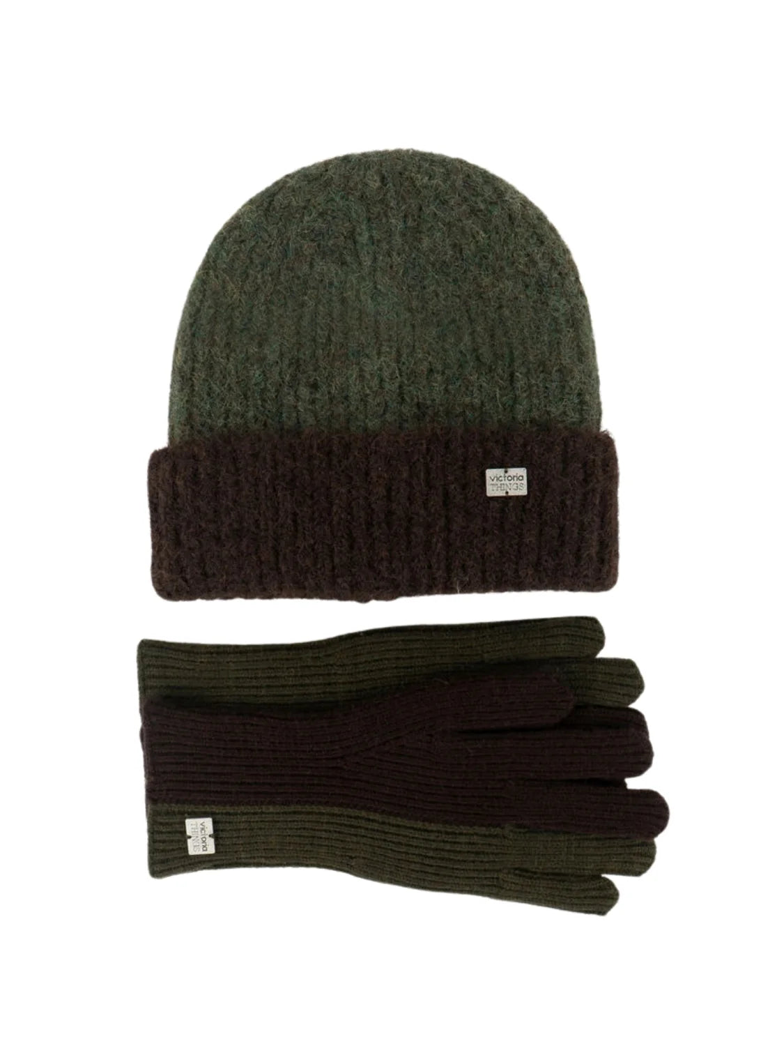 Set Gorro & Guantes Victoria Khaki | Bicos de Fío