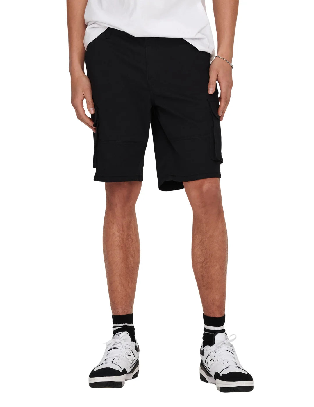 Short Cargo ONLY&SONS Cam Stage 6689 Negro | Bicos de Fío