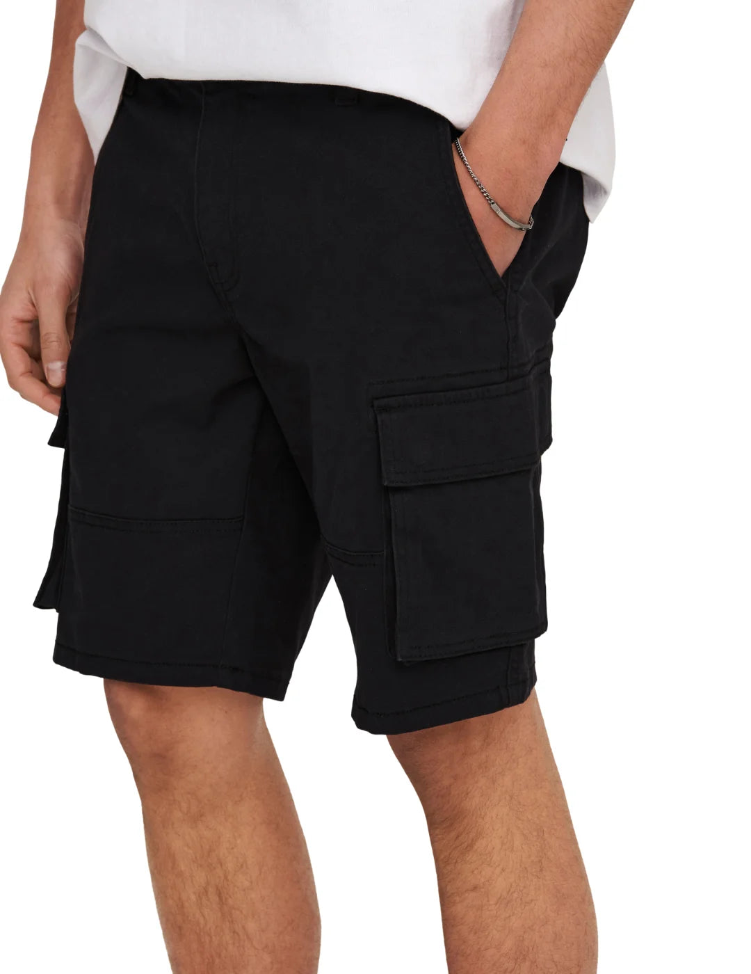 Short Cargo ONLY&SONS Cam Stage 6689 Negro | Bicos de Fío