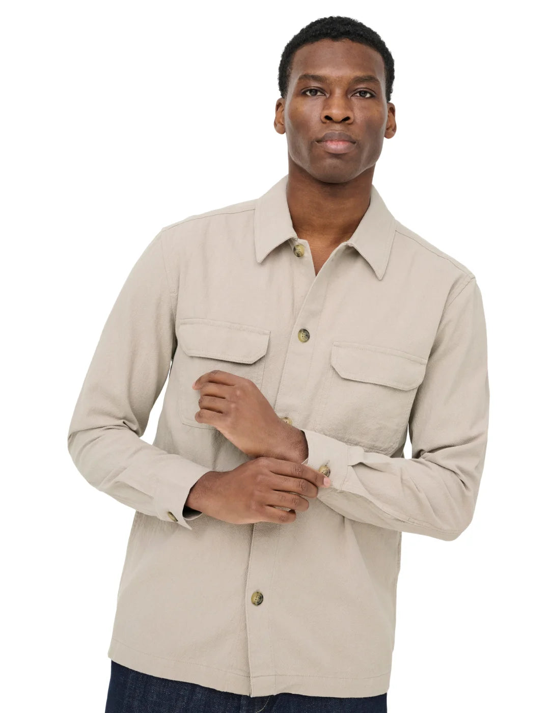 Sobrecamisa ONLY&SONS Colt Beige | Bicos de Fío