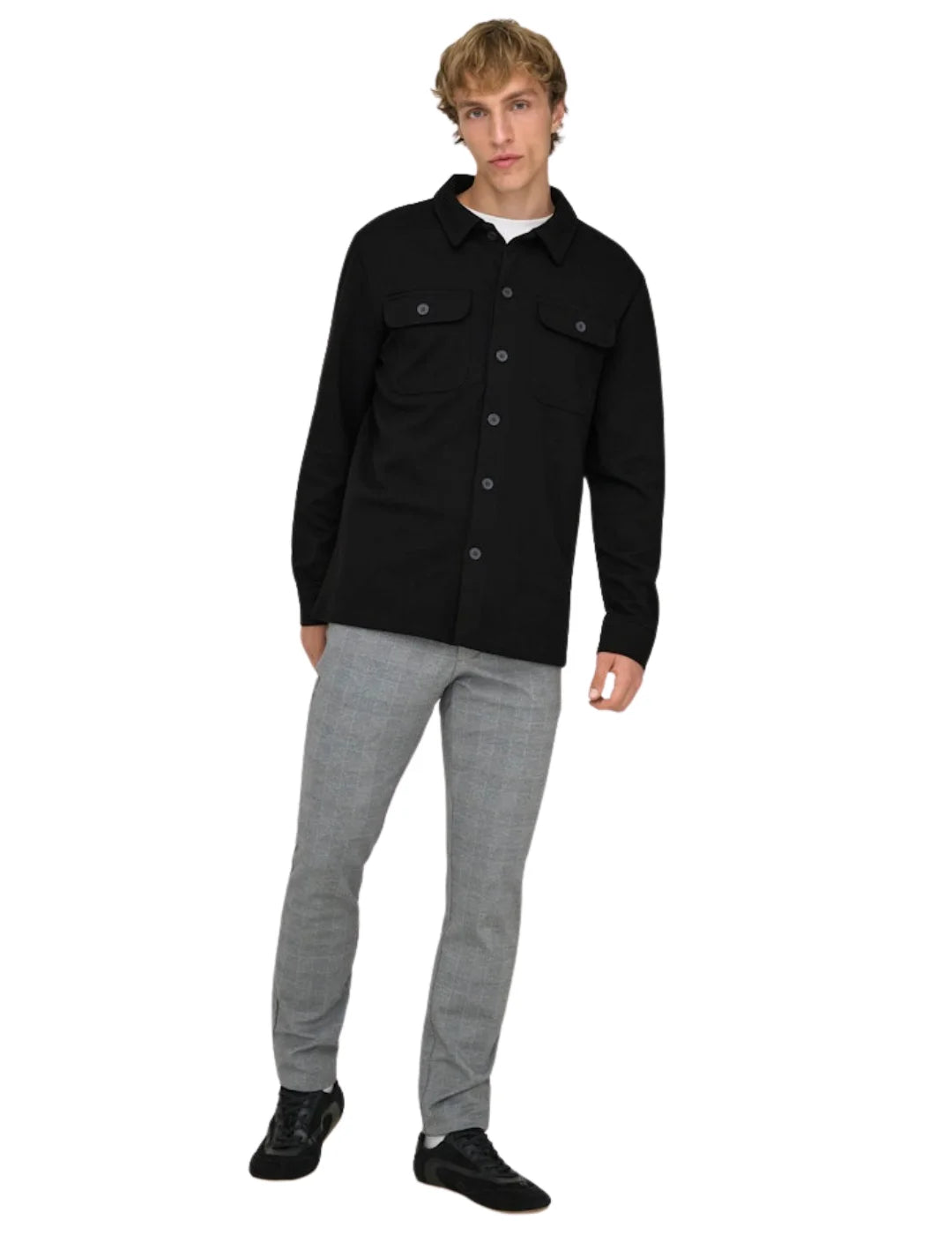 Sobrecamisa ONLY&SONS Newkodyl Negro | Bicos de Fío