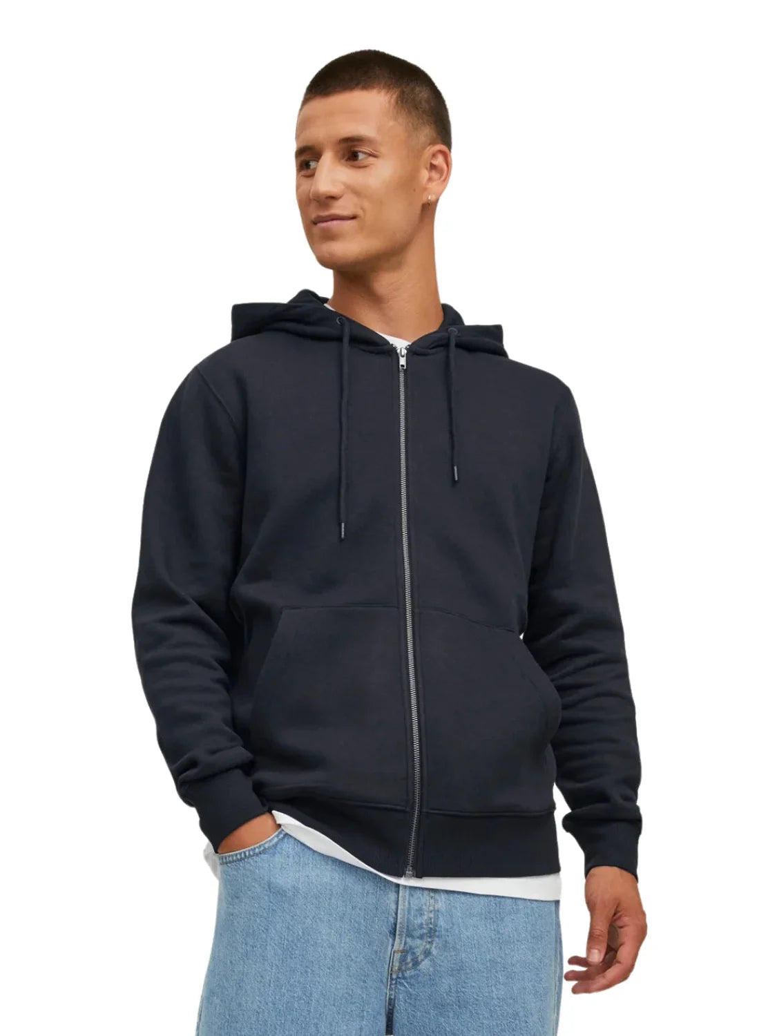 Sudadera Capucha Cremallera Jack&Jones Star Negro | Bicos de Fío