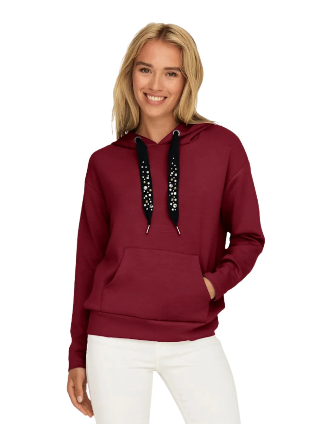 Sudadera Capucha ONLY Fancy Granate | Bicos de Fío