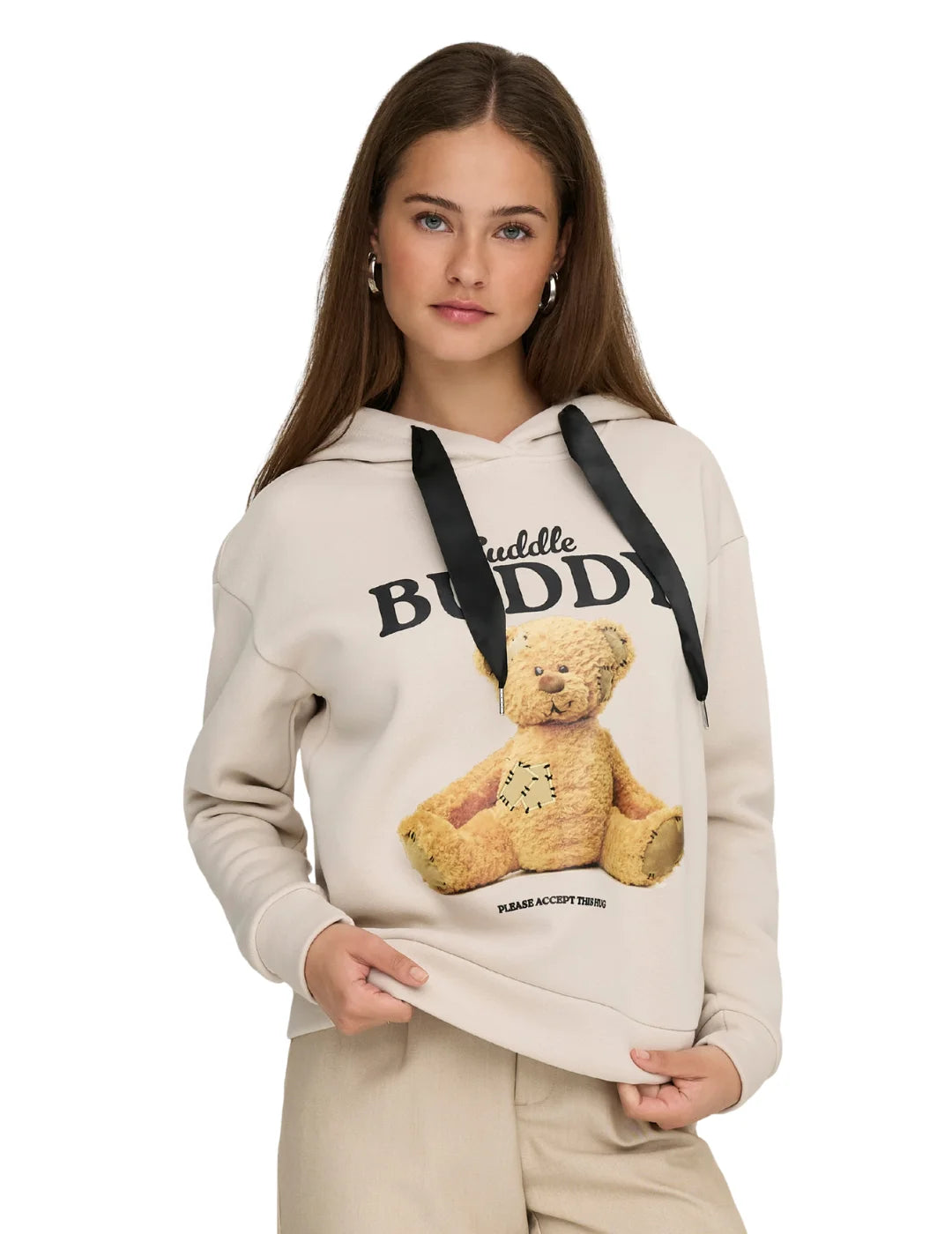 Sudadera Oso ONLY Ricky Beige | Bicos de Fío