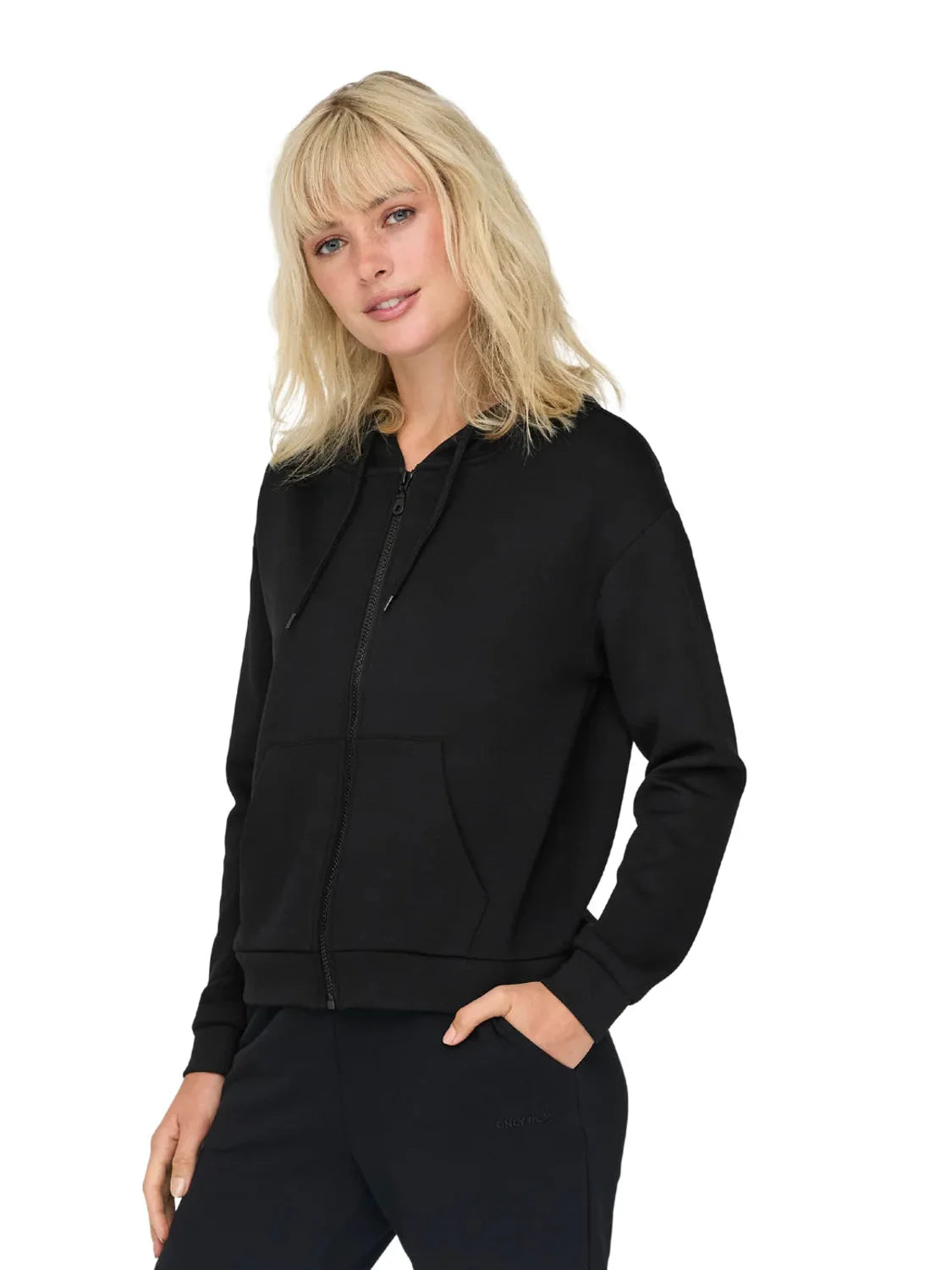 Sudadera Capucha ONLY PLAY Lounge Zip Negro | Bicos de Fío