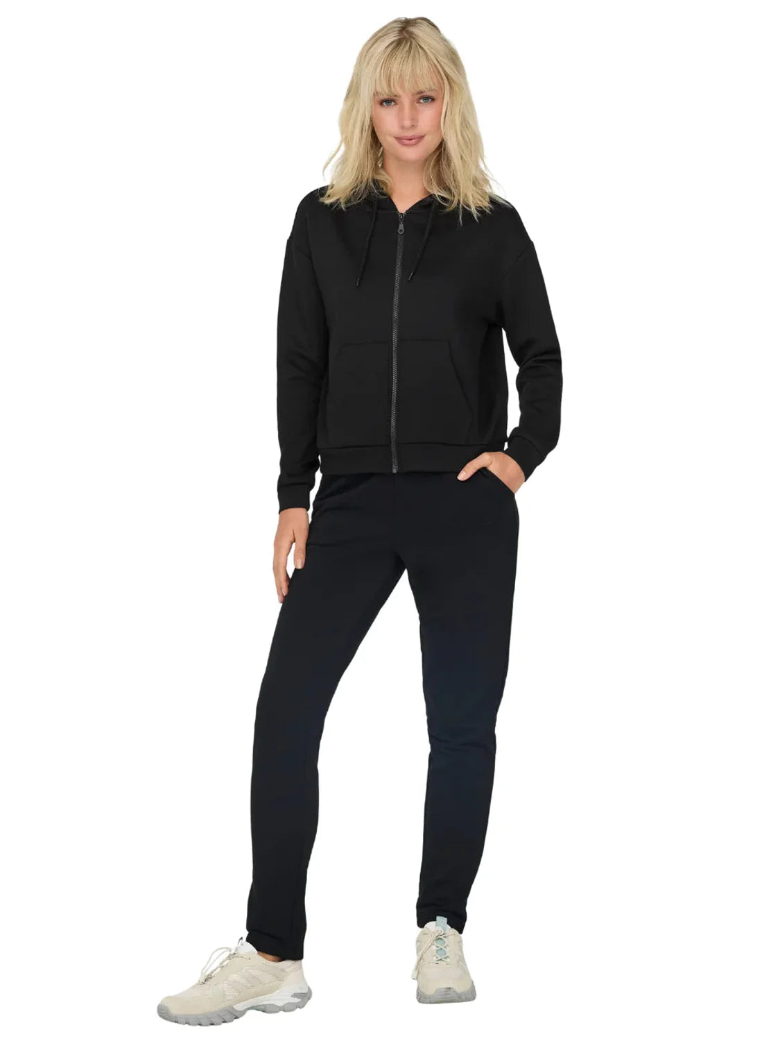 Sudadera Capucha ONLY PLAY Lounge Zip Negro | Bicos de Fío
