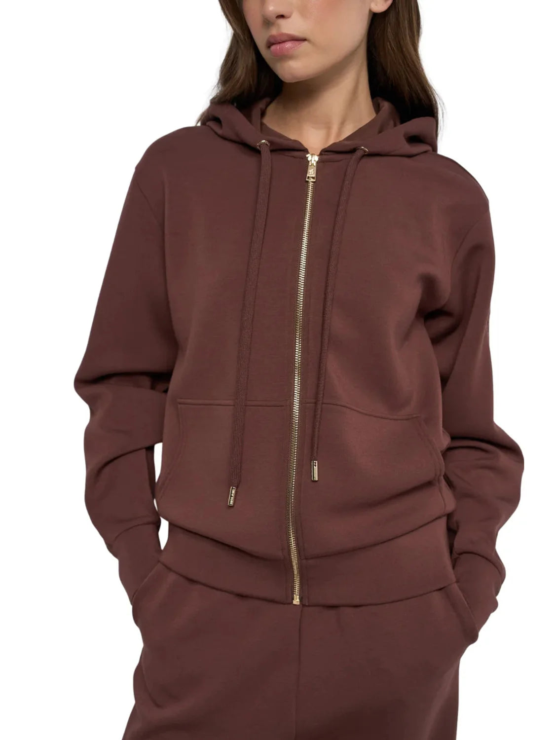 Sudadera Cremallera Salsa Jeans Franja Marrón | Bicos de Fío
