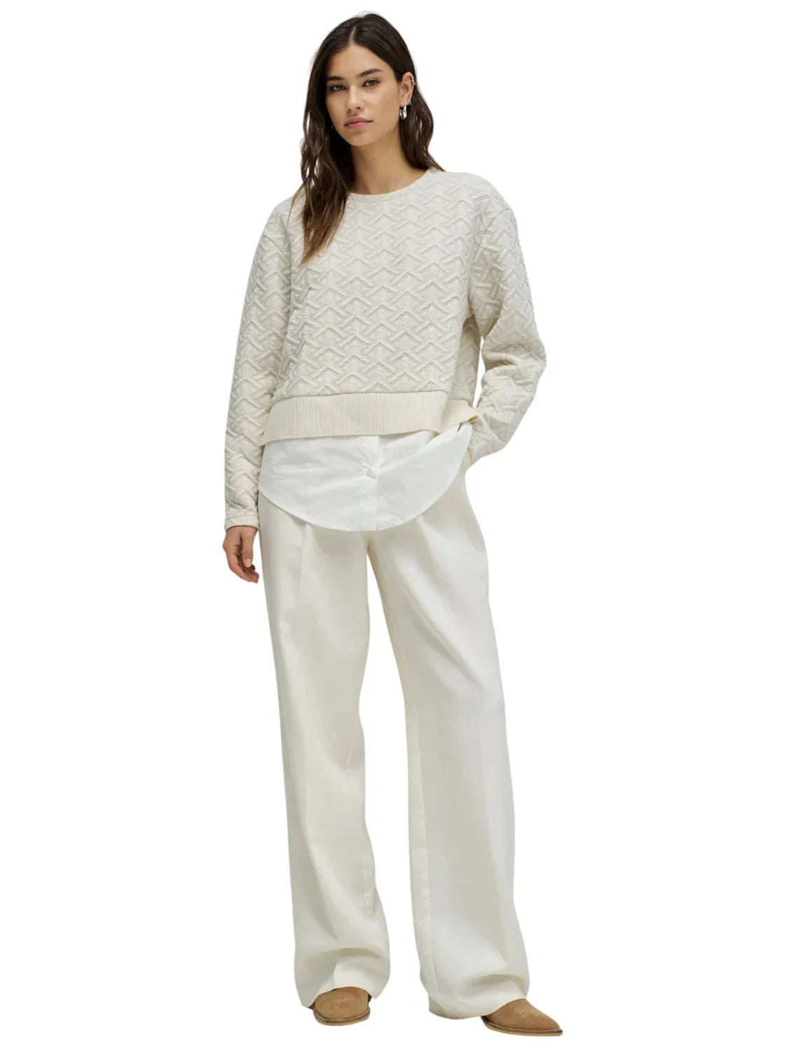 Sudadera Jacquard Lurex Salsa Jeans Beige | Bicos de Fío