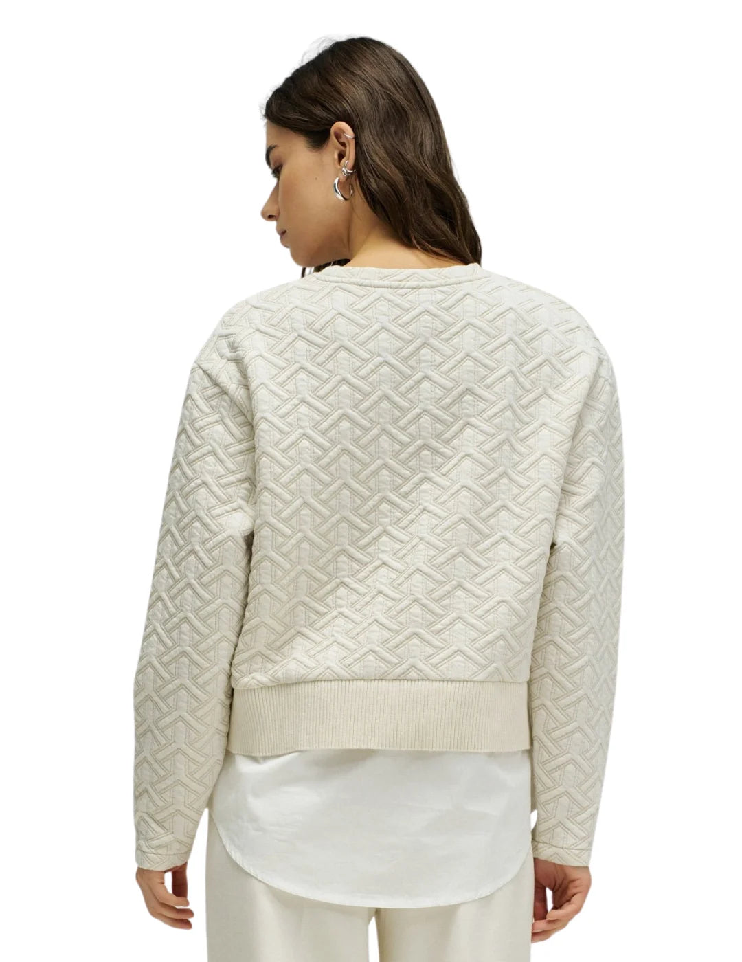 Sudadera Jacquard Lurex Salsa Jeans Beige | Bicos de Fío