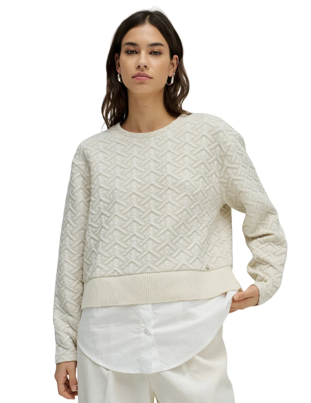 Sudadera Jacquard Lurex Salsa Jeans Beige | Bicos de Fío