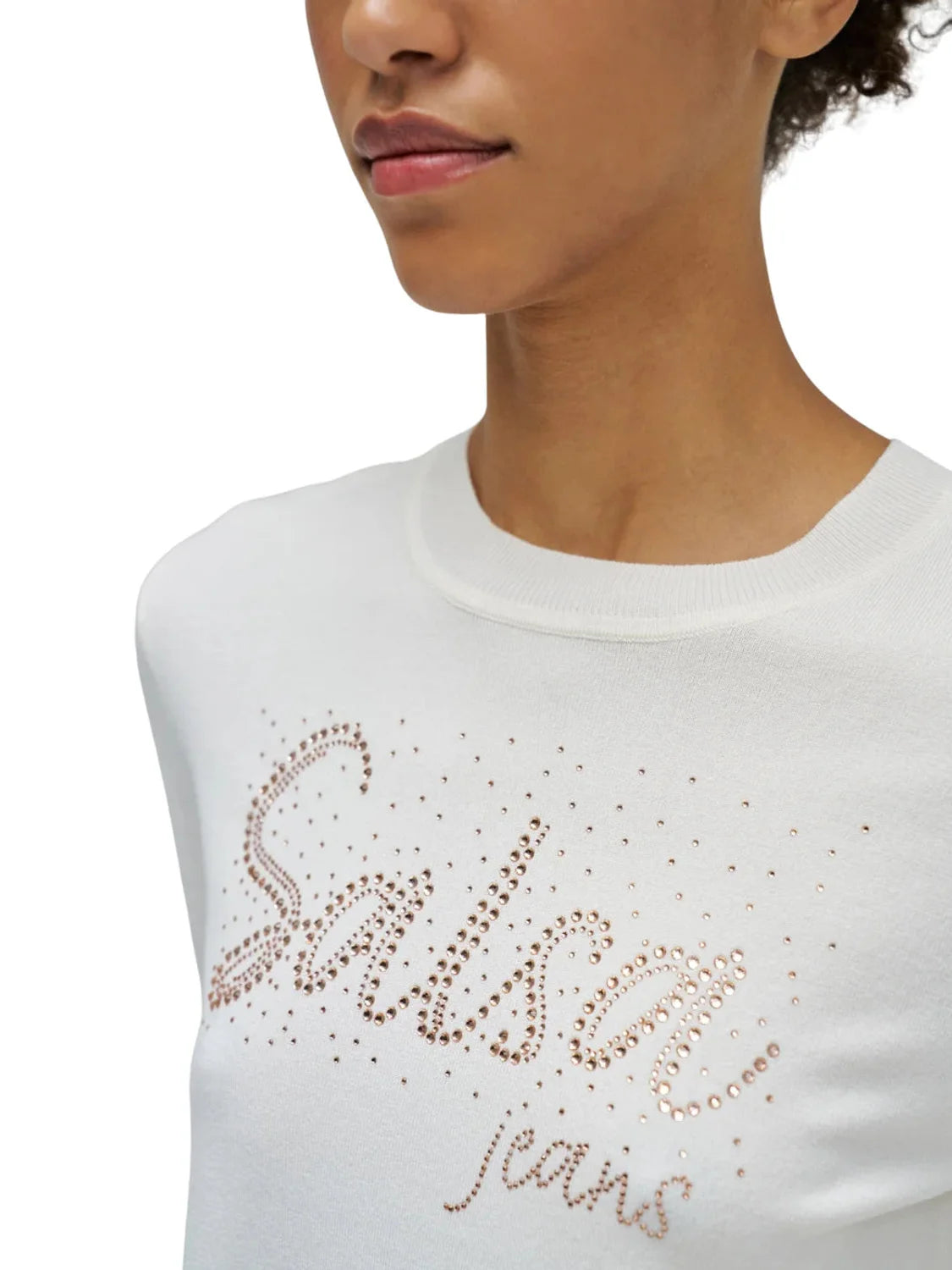 Sudadera Fina Salsa Jeans Blanco Perla | Bicos de Fío