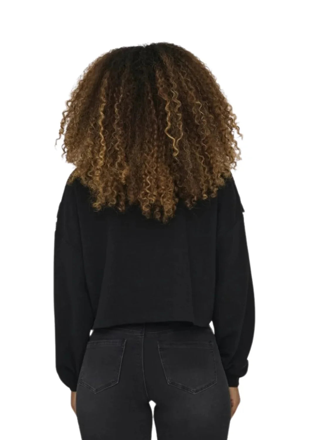 Sudadera Corta Flecos Only Onlnani Negro | Bicos de Fío
