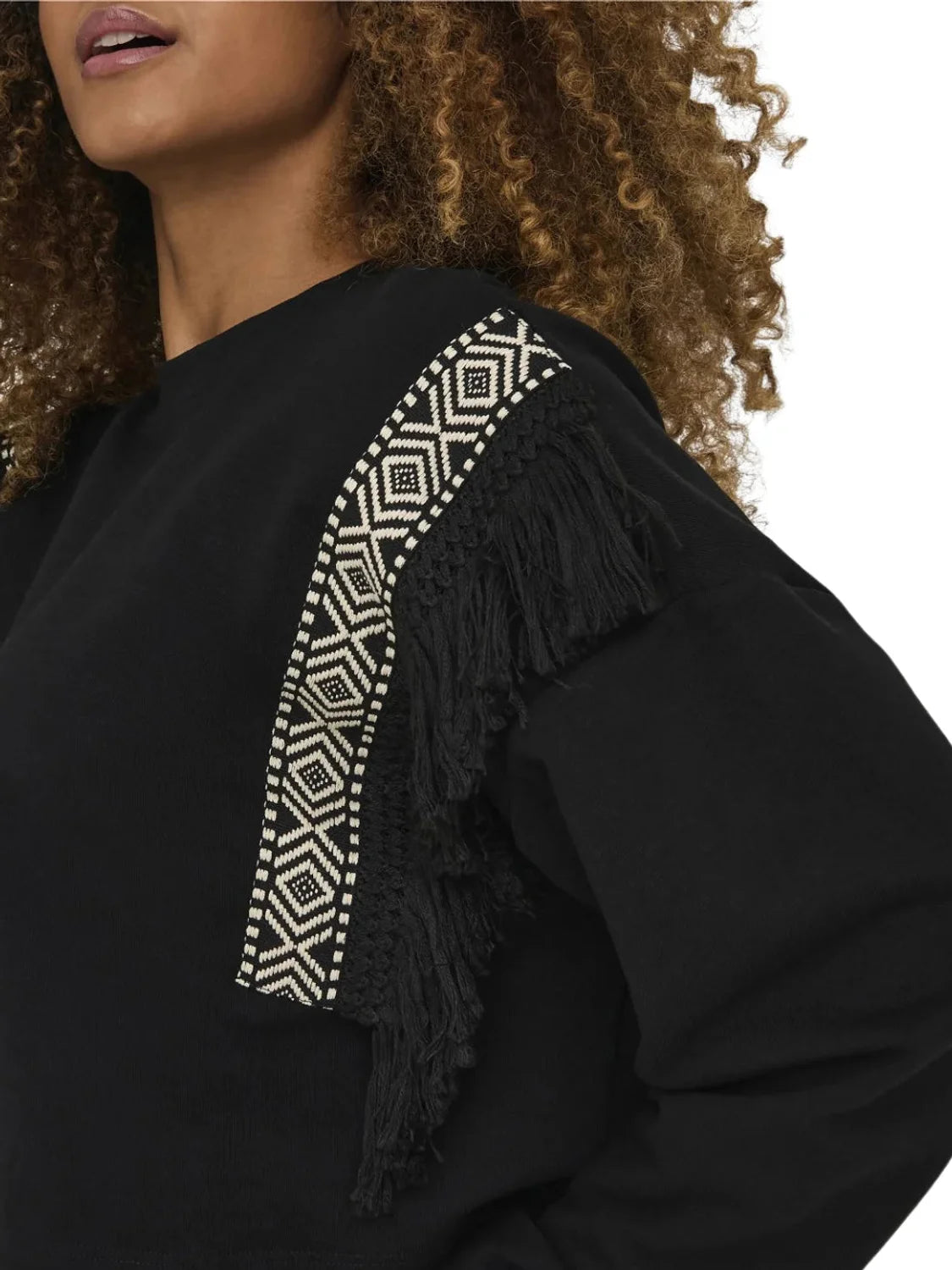 Sudadera Corta Flecos Only Onlnani Negro | Bicos de Fío