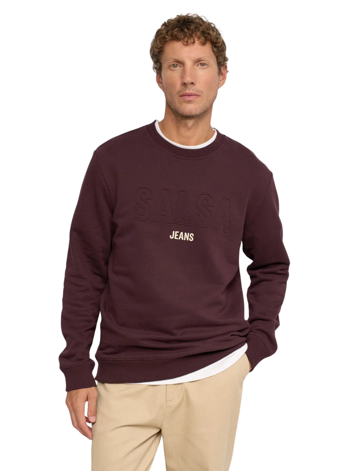Sudadera Fleece Logo Salsa Jeans Burdeos | Bicos de Fío