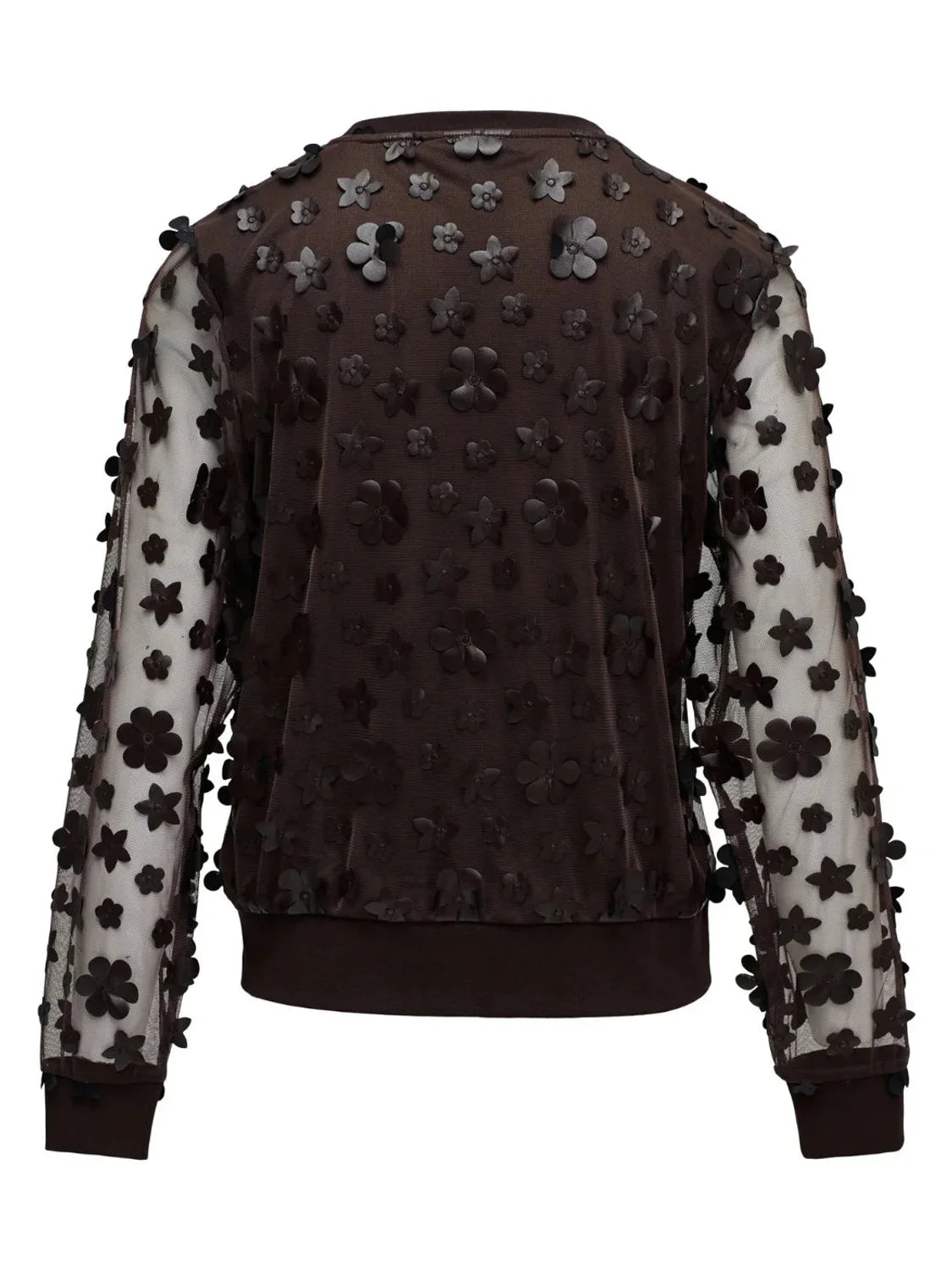 Sudadera Flores 3D Salsa Jeans Marrón | Bicos de Fío