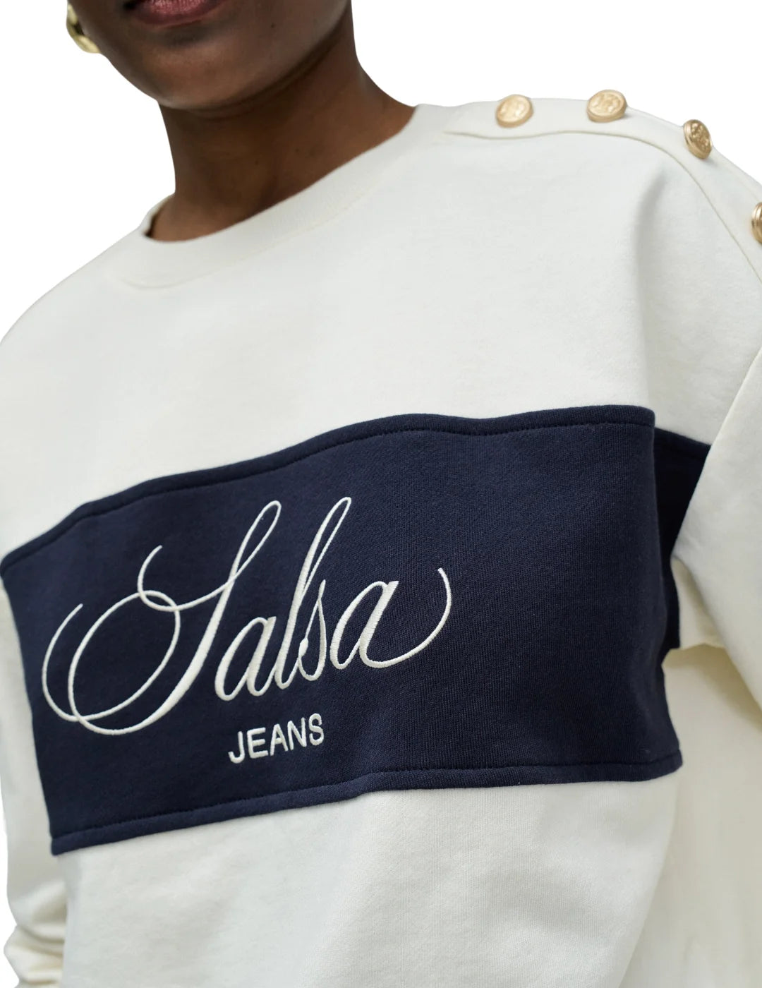 Sudadera Branding Franja Salsa Jeans Crudo | Bicos de Fío