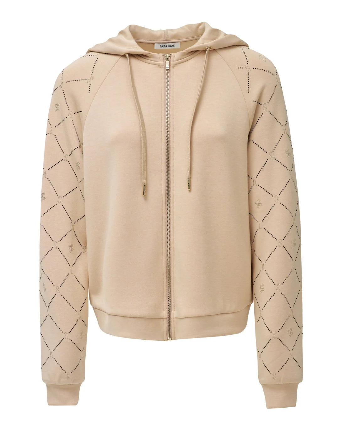 Sudadera Franja Brillos Salsa Jeans Beige | Bicos de Fío