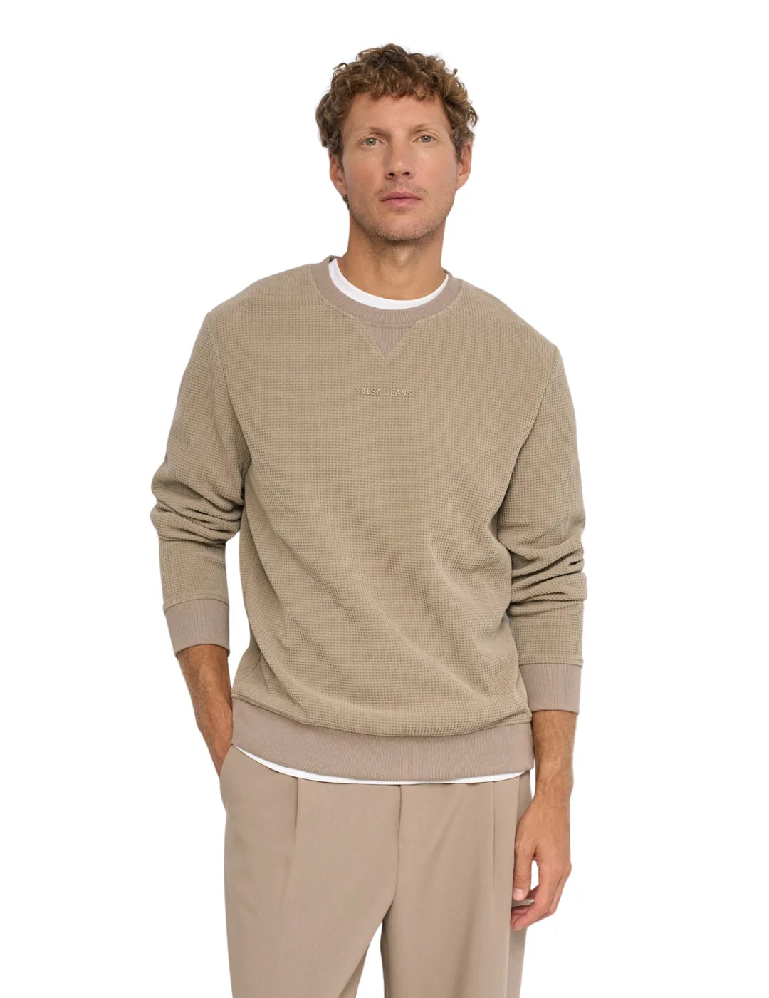 Sudadera Jacquard Salsa Jeans Beige | Bicos de Fío