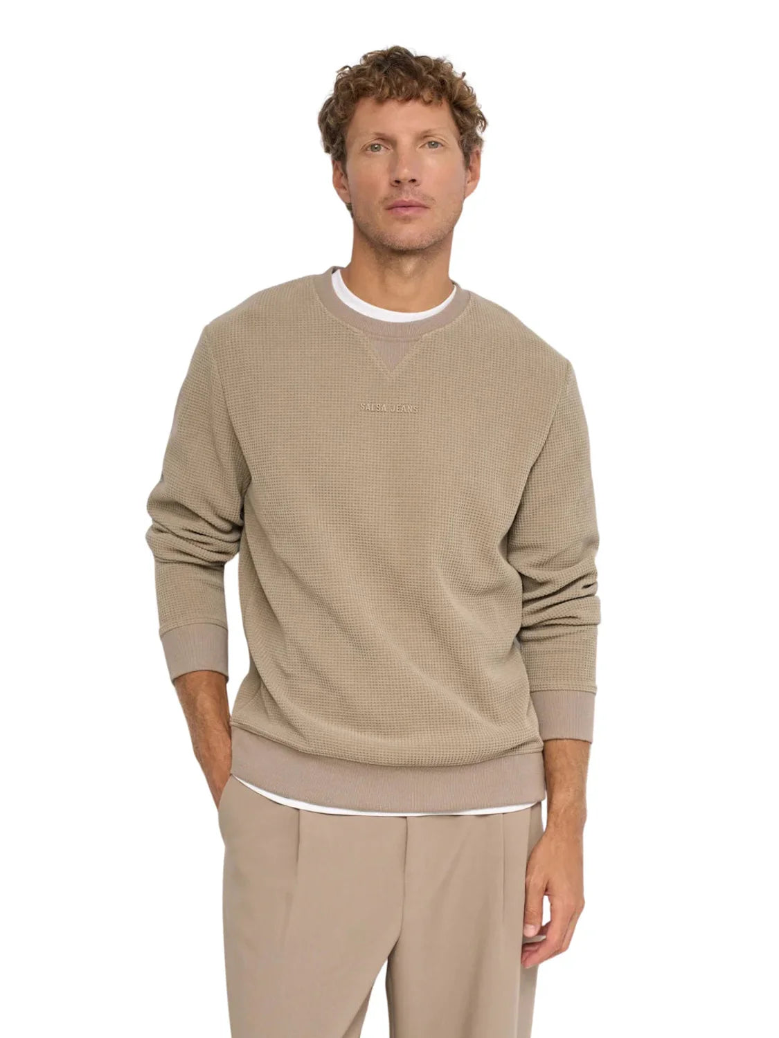 Sudadera Jacquard Salsa Jeans Beige | Bicos de Fío