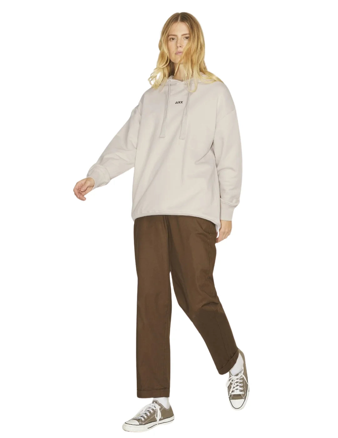 Sudadera Loose Con Capucha JJXX Jxcleo Beige | Bicos de Fío