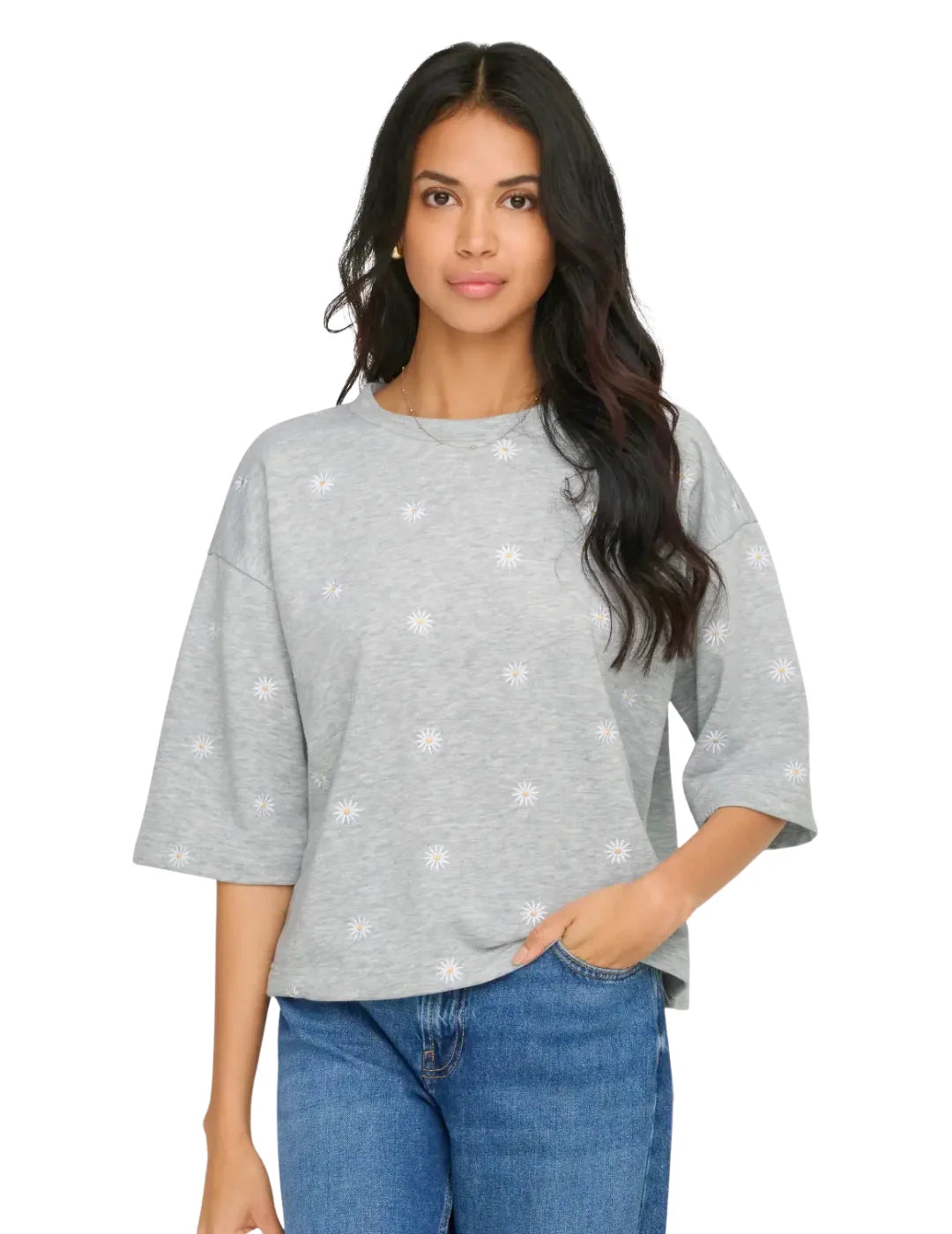 Sudadera Manga 3/4 ONLY Luna Gris | Bicos de Fío