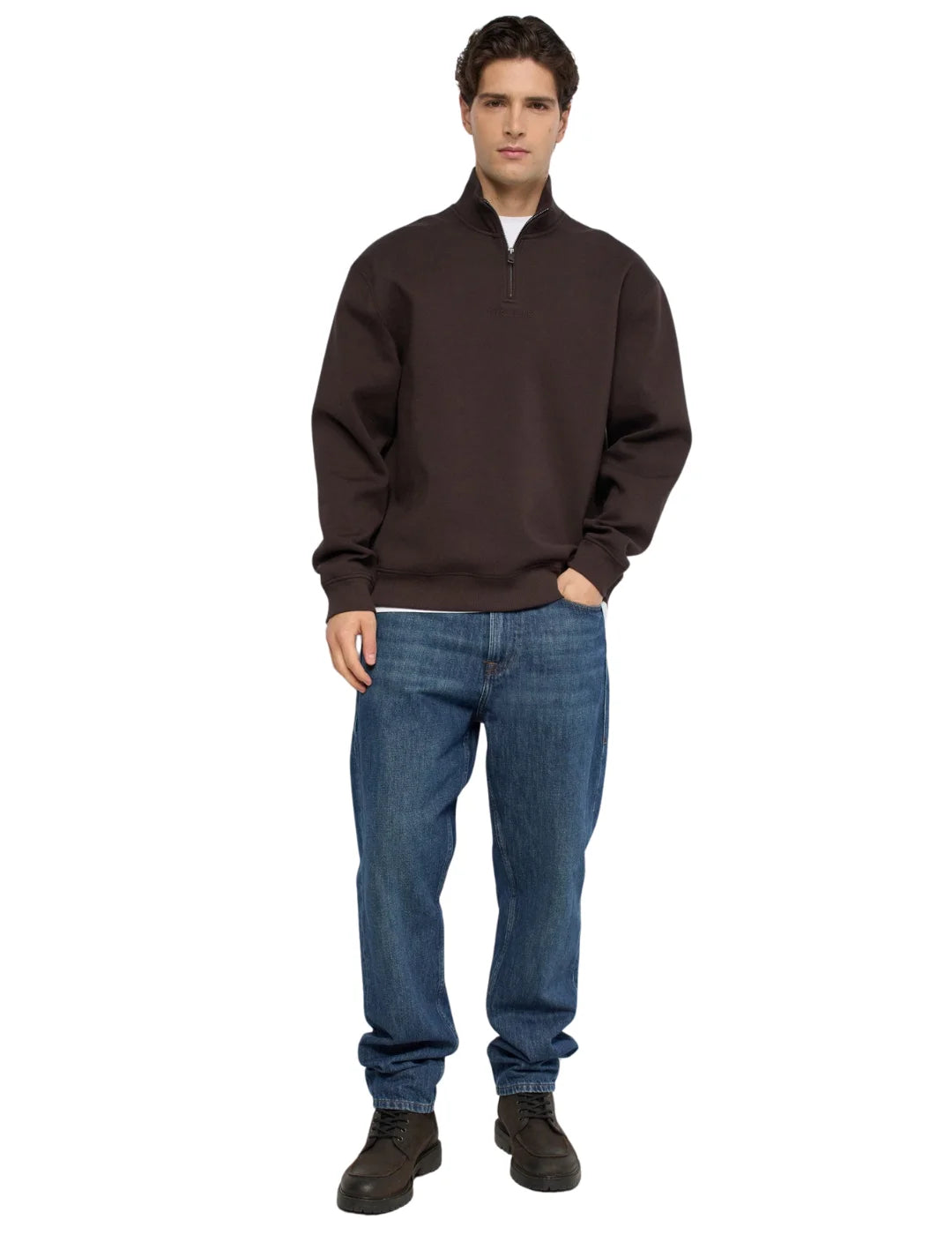 Sudadera Media Cremallera Salsa Jeans Marrón | Bicos de Fío
