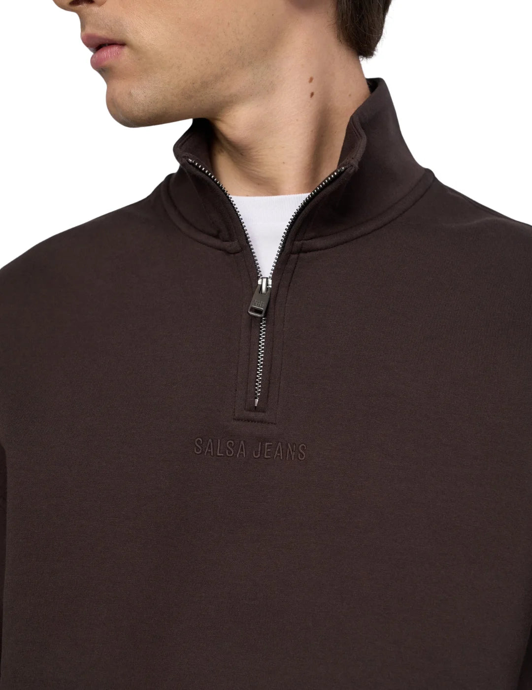 Sudadera Media Cremallera Salsa Jeans Marrón | Bicos de Fío