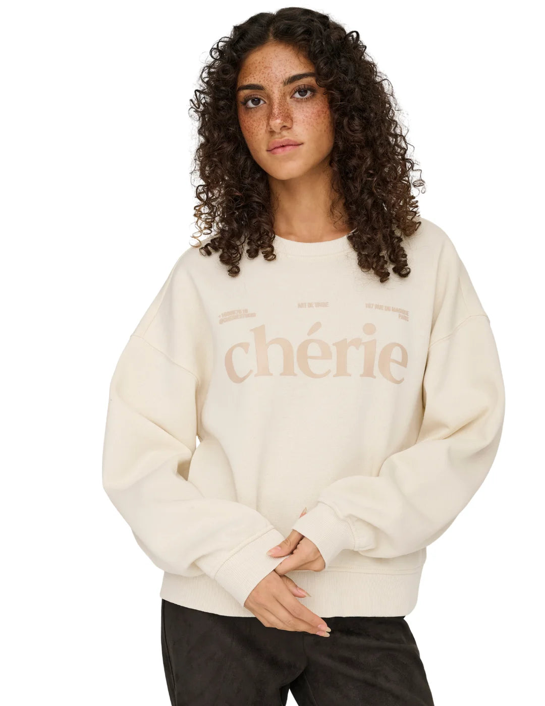 Sudadera ONLY Best Chérie Beige | Bicos de Fío