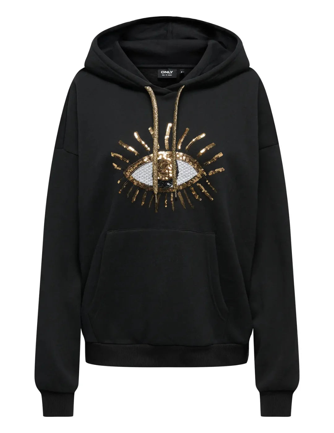 Sudadera ONLY Daze Sequins Negro | Bicos de Fío