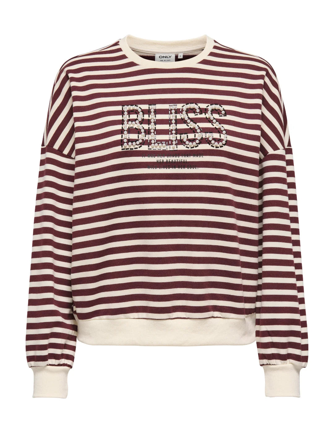 Sudadera Rayas ONLY Liza Burdeos | Bicos de Fío