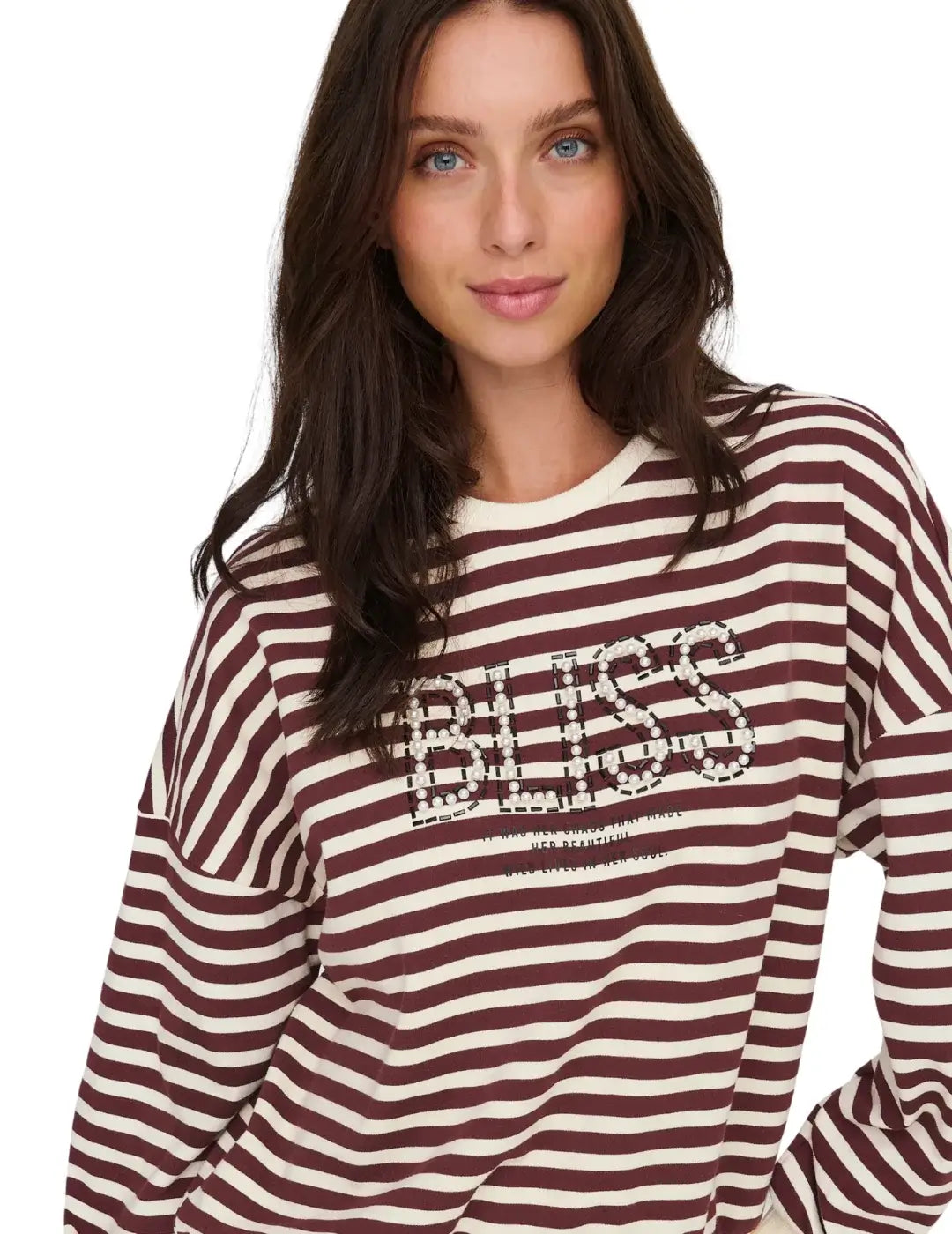 Sudadera Rayas ONLY Liza Burdeos | Bicos de Fío