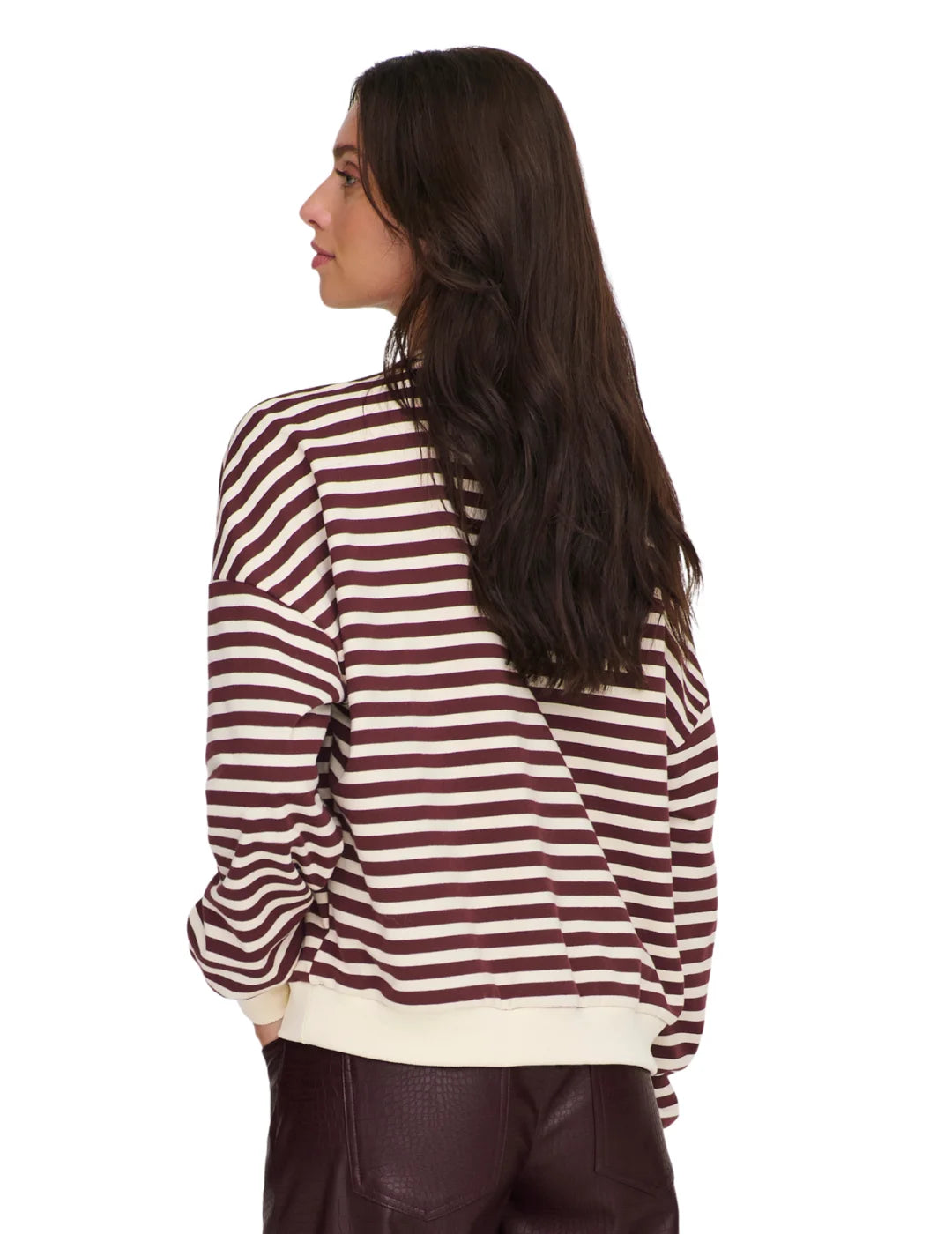 Sudadera Rayas ONLY Liza Burdeos | Bicos de Fío