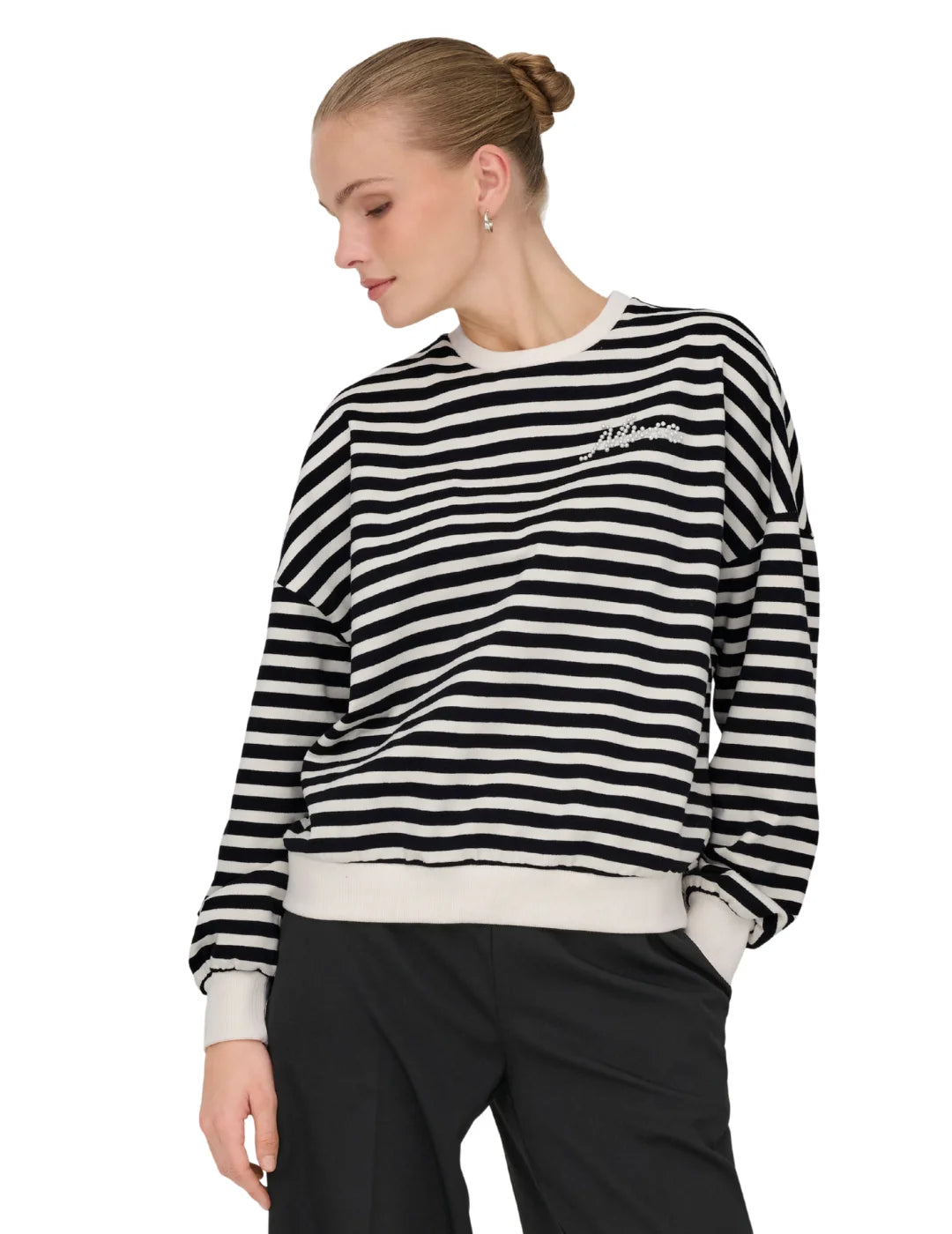 Sudadera Rayas ONLY Liza Negro | Bicos de Fío