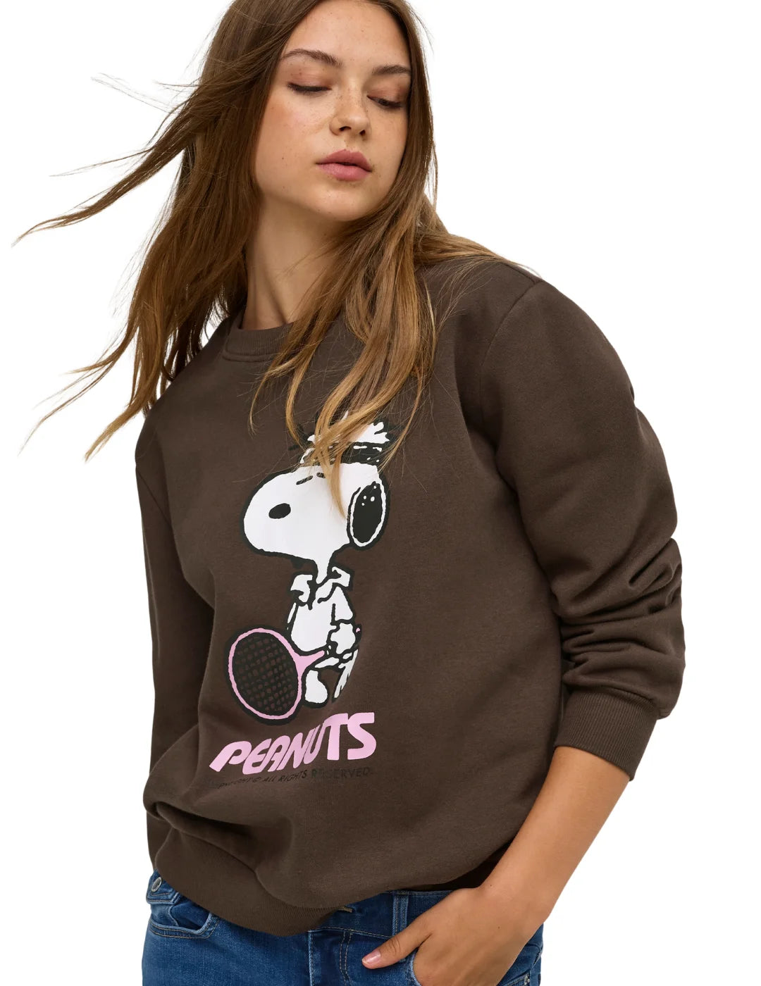 Sudadera ONLY Snoopy Marrón | Bicos de Fío
