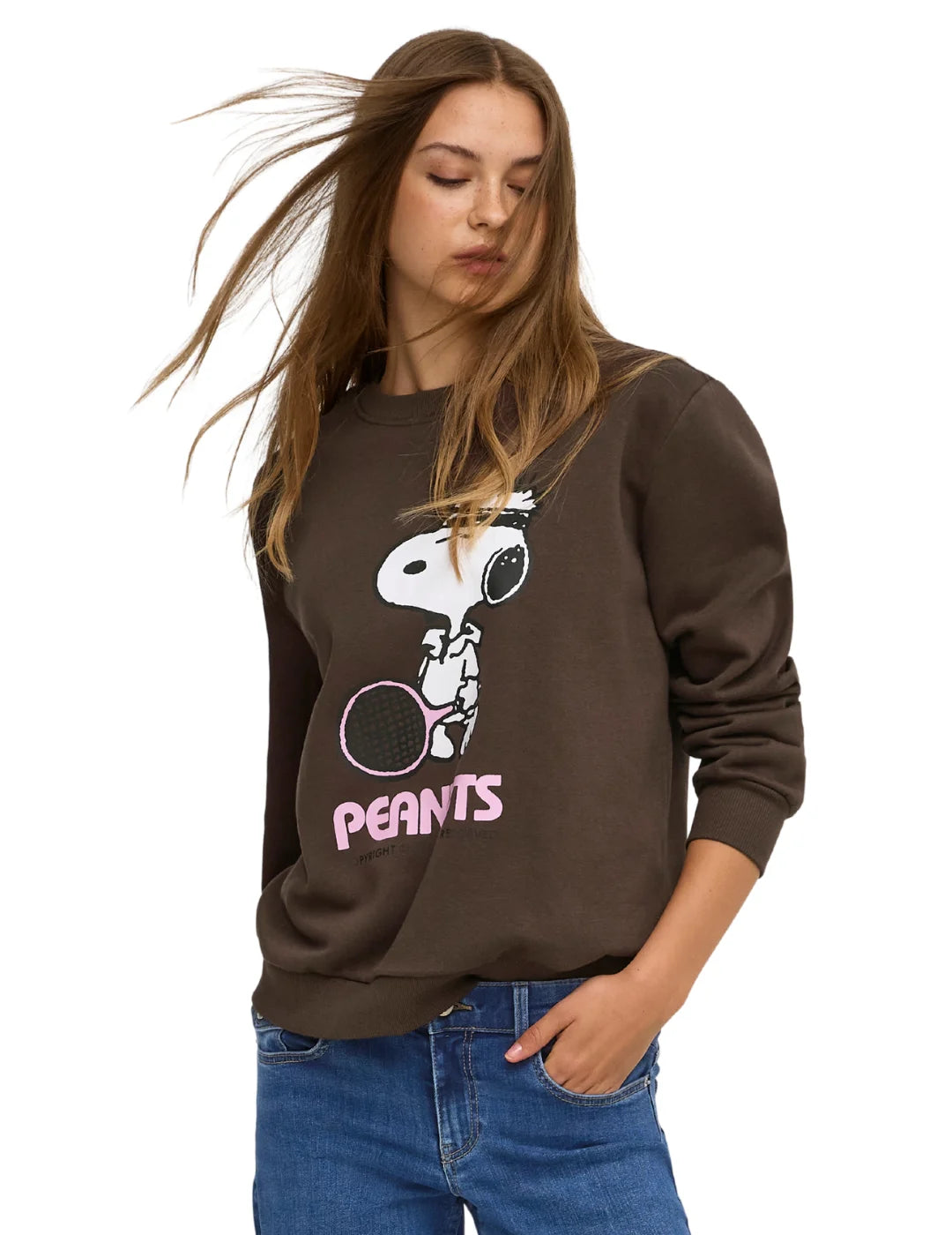 Sudadera ONLY Snoopy Marrón | Bicos de Fío
