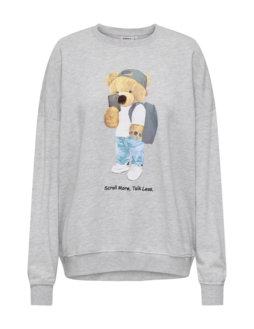 Sudadera ONLY Teddy Talk Gris | Bicos de Fío