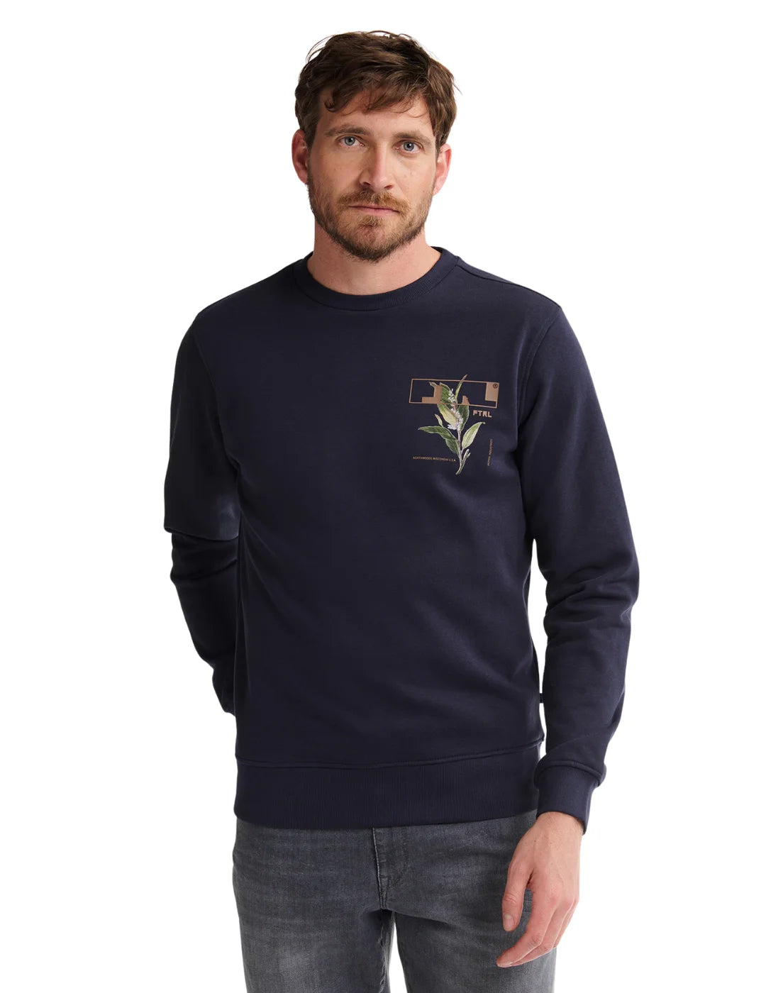 Sudadera Petrol Industries Logo Flor Azul Marino | Bicos de Fío