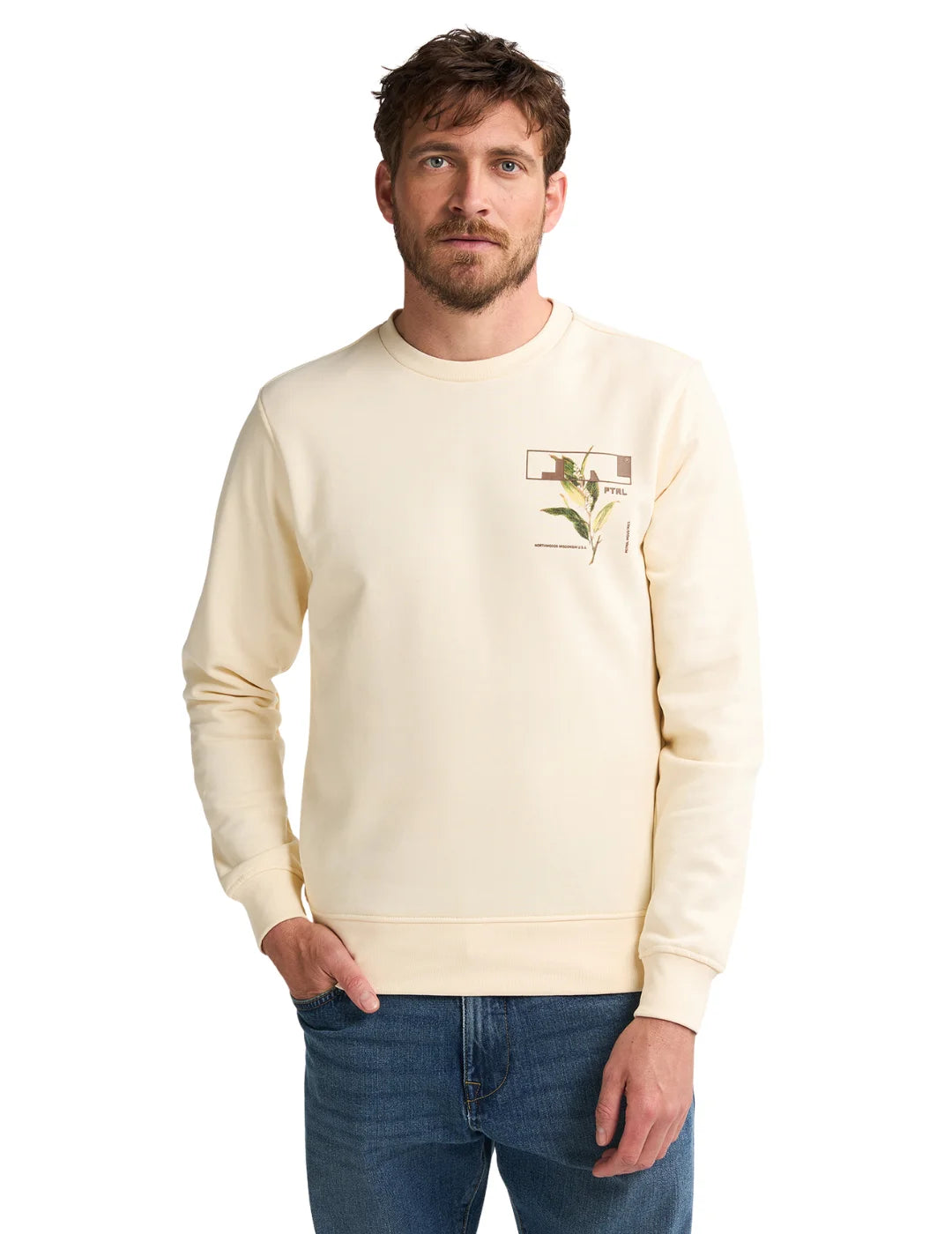 Sudadera Petrol Industries Logo Flor Beige | Bicos de Fío