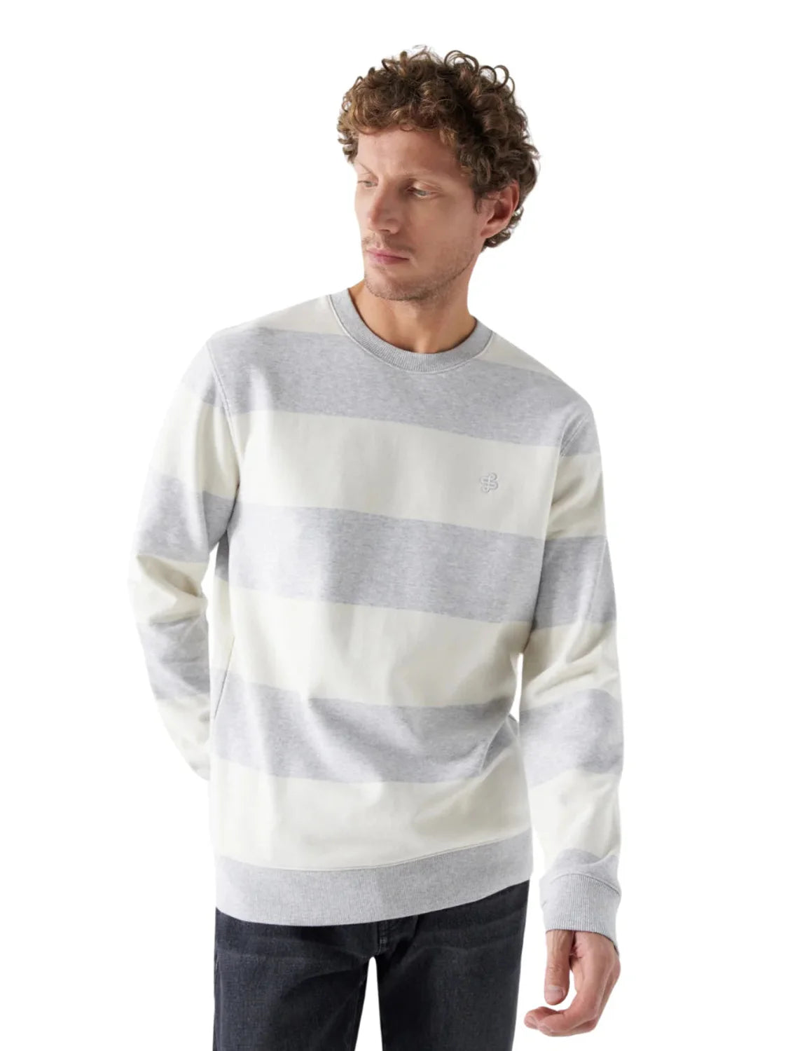 Sudadera De Rayas Salsa Jeans Beige | Bicos de Fío