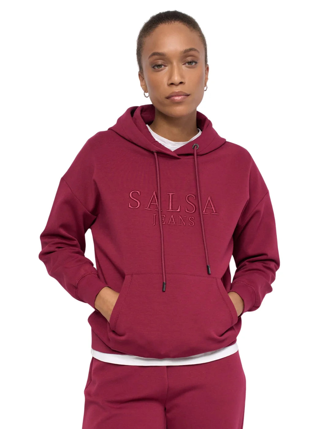 Sudadera Capucha Salsa Jeans Branding Granate | Bicos de Fío