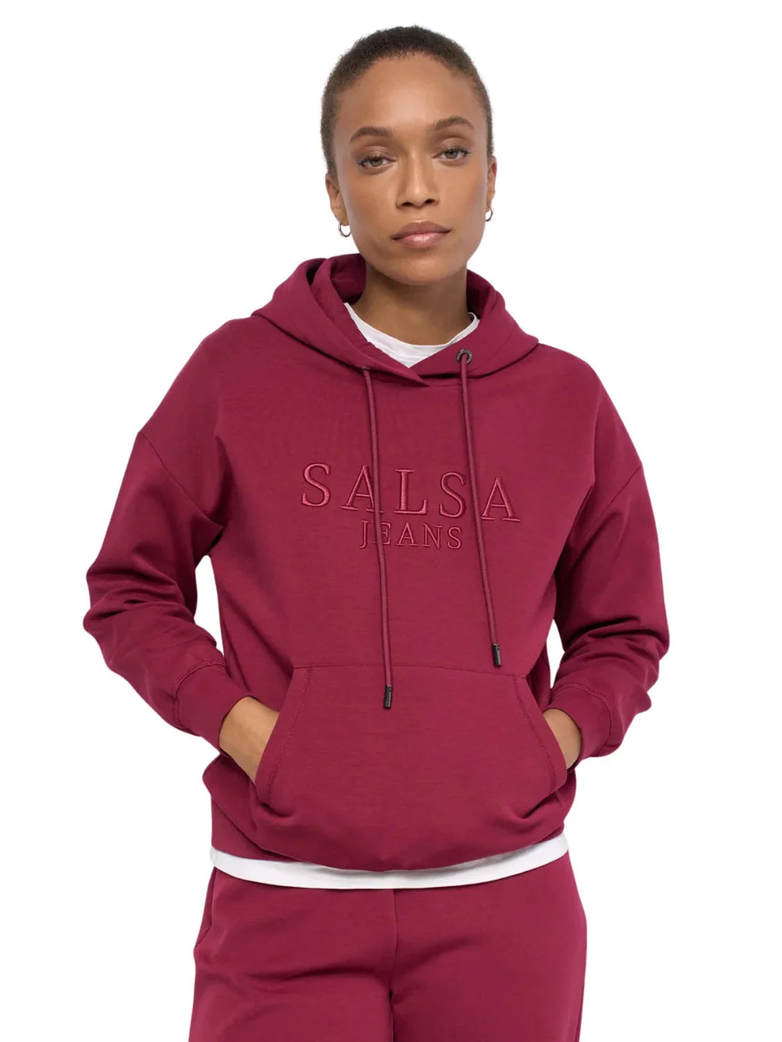 Sudadera Capucha Salsa Jeans Branding Granate | Bicos de Fío
