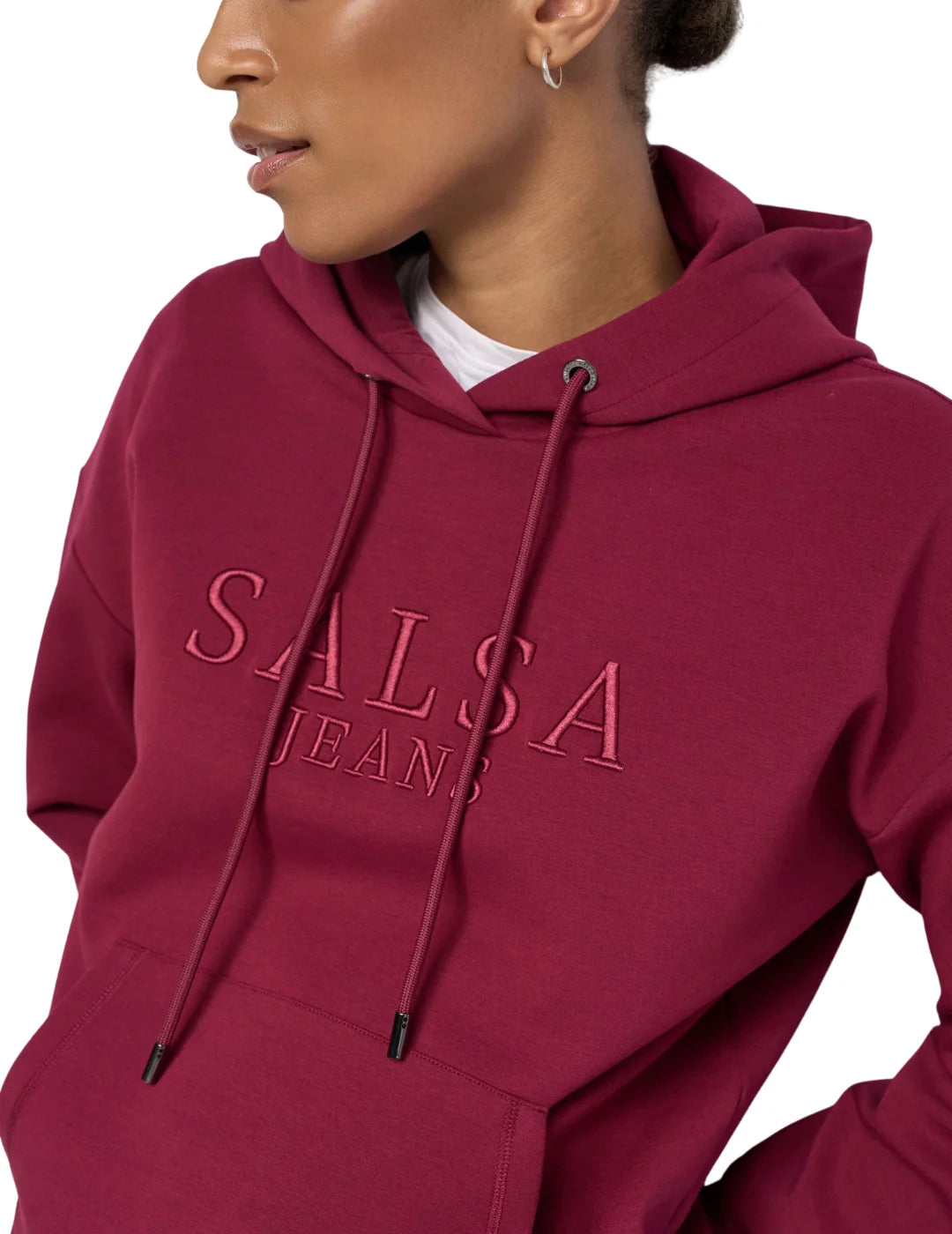 Sudadera Capucha Salsa Jeans Branding Granate | Bicos de Fío