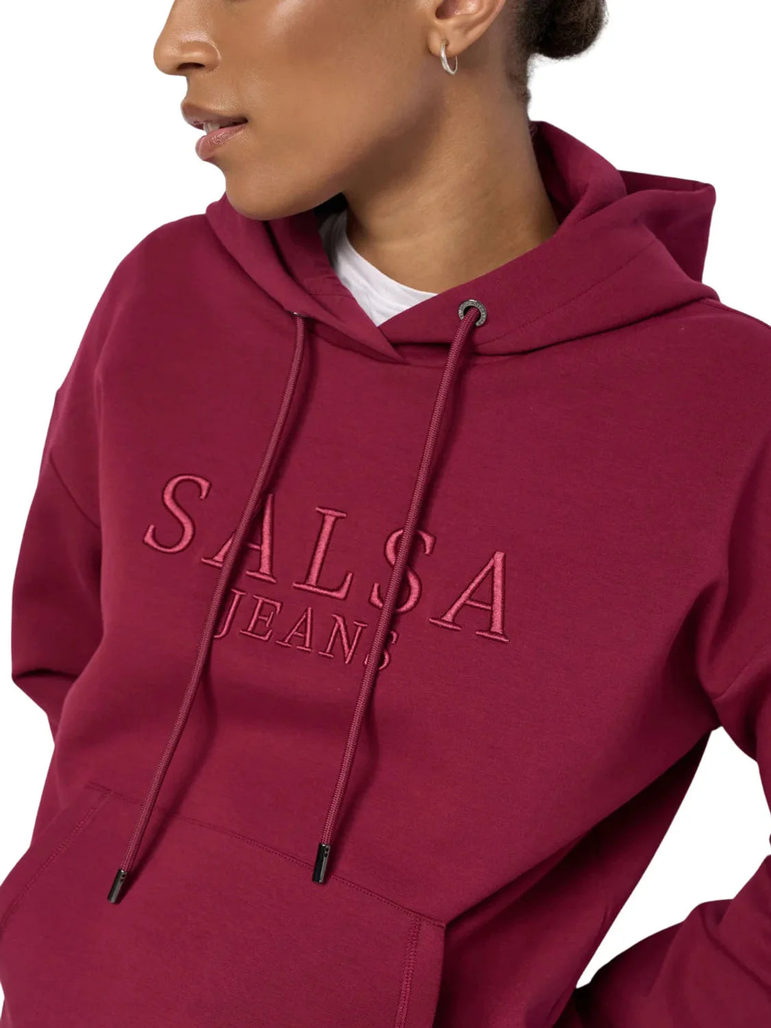 Sudadera Capucha Salsa Jeans Branding Granate | Bicos de Fío