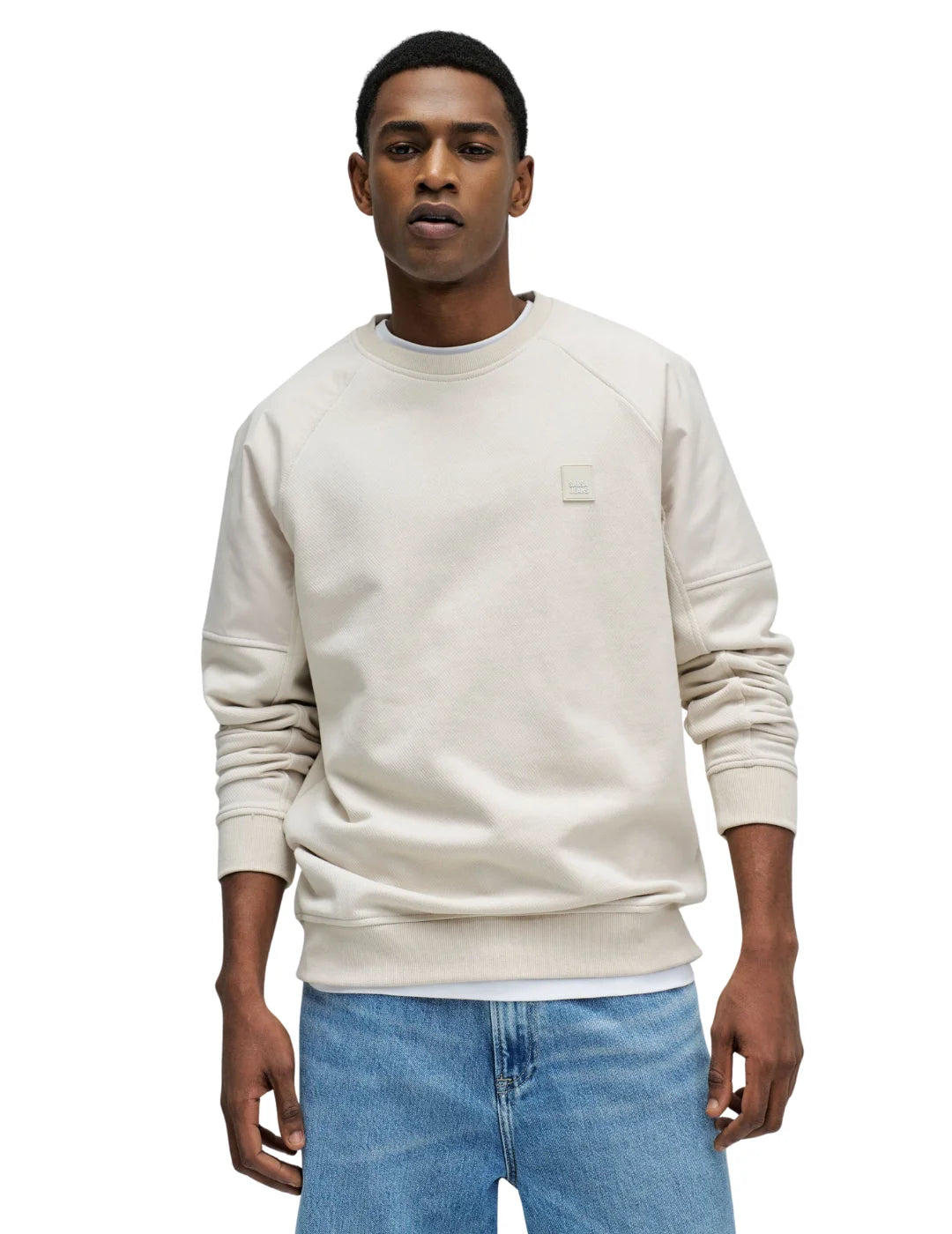 Sudadera Salsa Jeans Logo Cuadrado Beige | Bicos de Fío