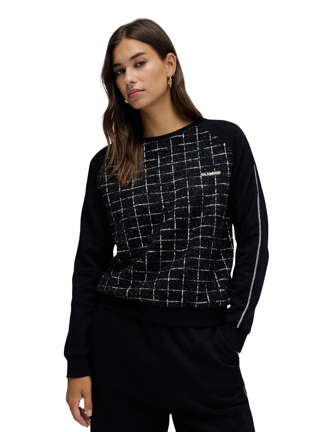 Sudadera Tweed Salsa Jeans Negro Bicos de Fío - Main Image