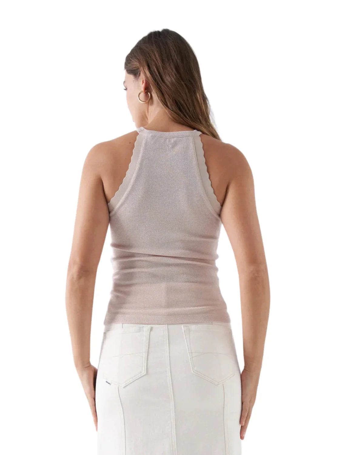 Top De Punto De Lurex Salsa Jeans Rosa Palo | Bicos de Fío